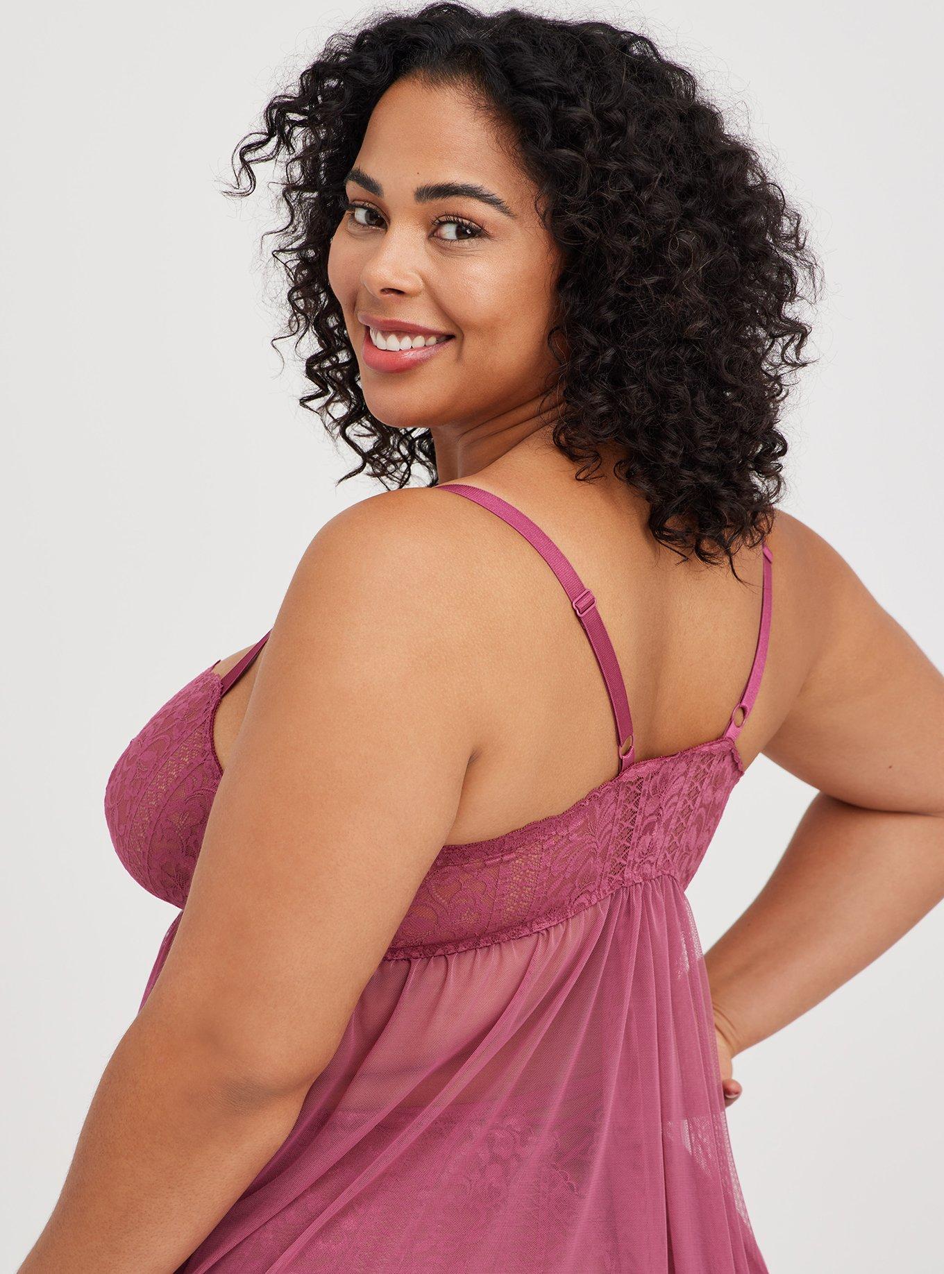 Plus Size - Striped Floral Lace Babydoll - Torrid