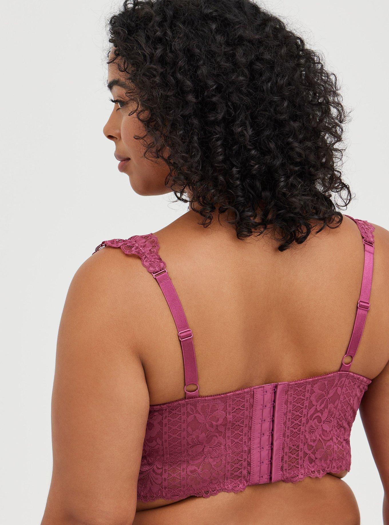 Plus Size Striped Floral Lace Underwire Bra, VIOLET QUARTZ, alternate