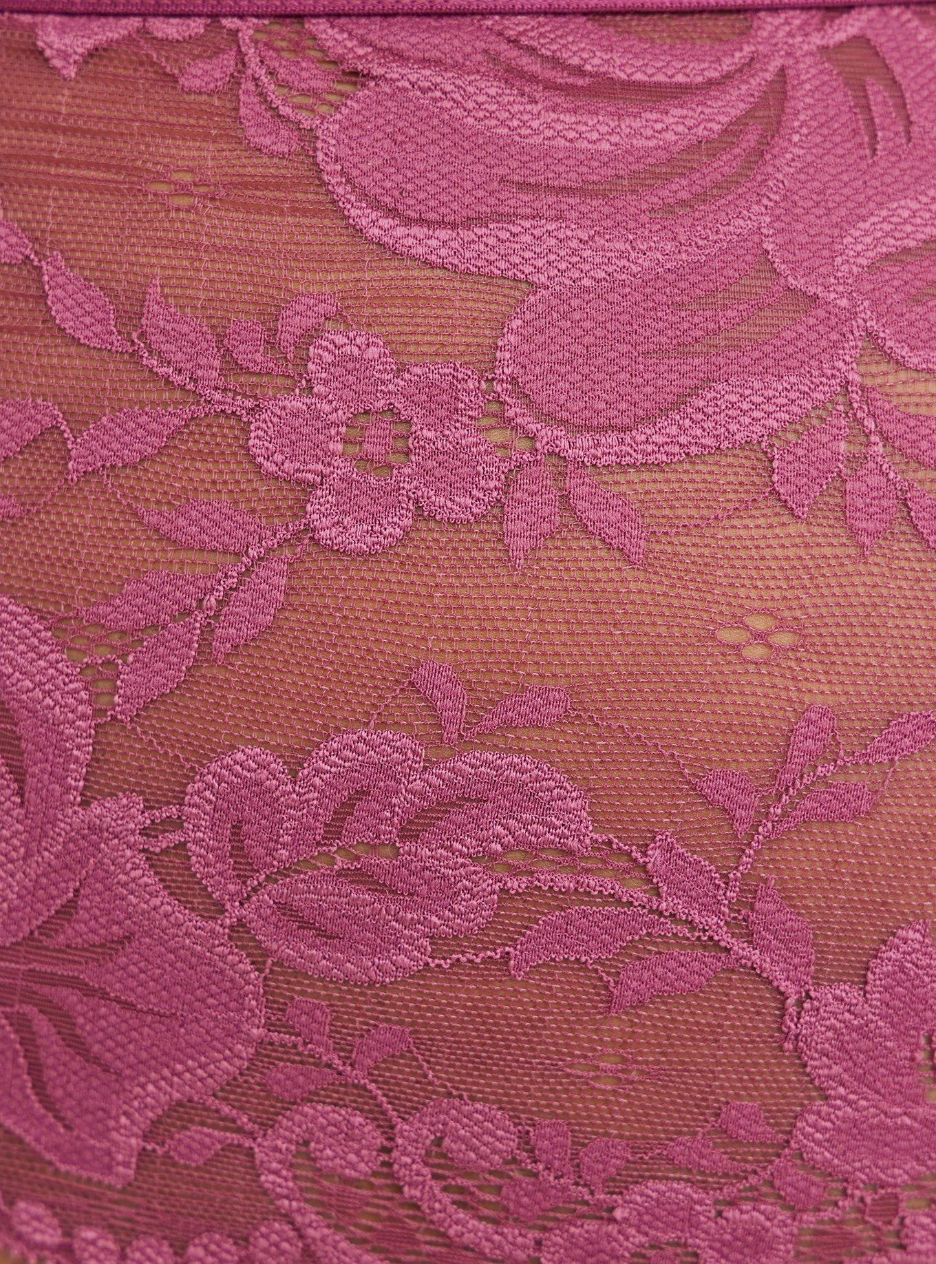 Plus Size Striped Floral Lace Underwire Bra, VIOLET QUARTZ, alternate