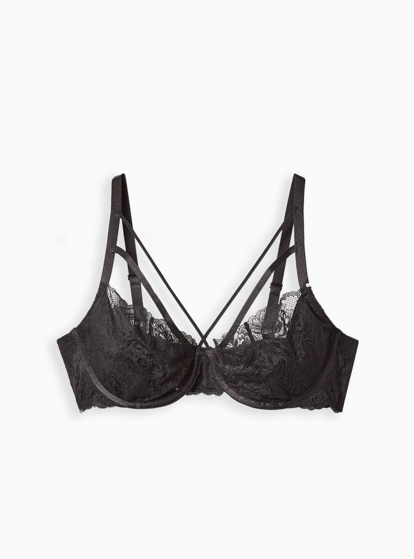 Lace & Strappy Detail Lightly Lined Quarter Cup Bra