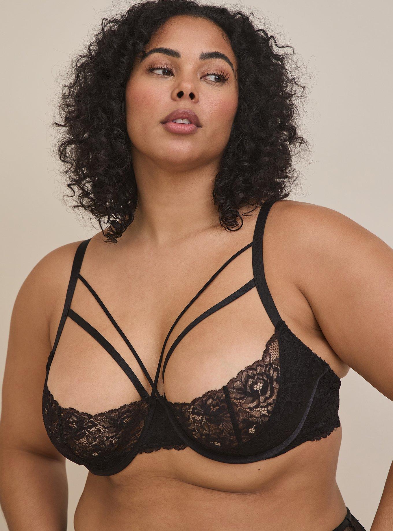 Torrid Multi-way Black Nude Lace Underwire Bra Size 40DDD