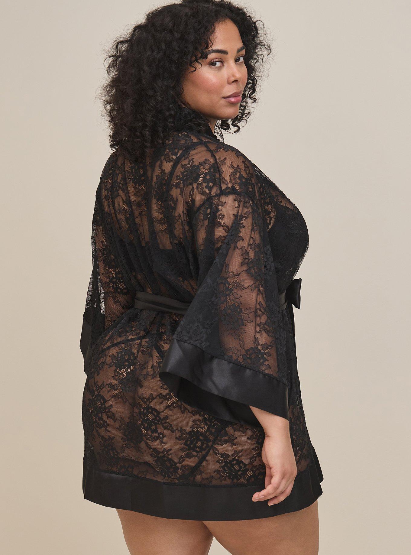 Plus Size - Lace Long Lingerie Robe - Torrid