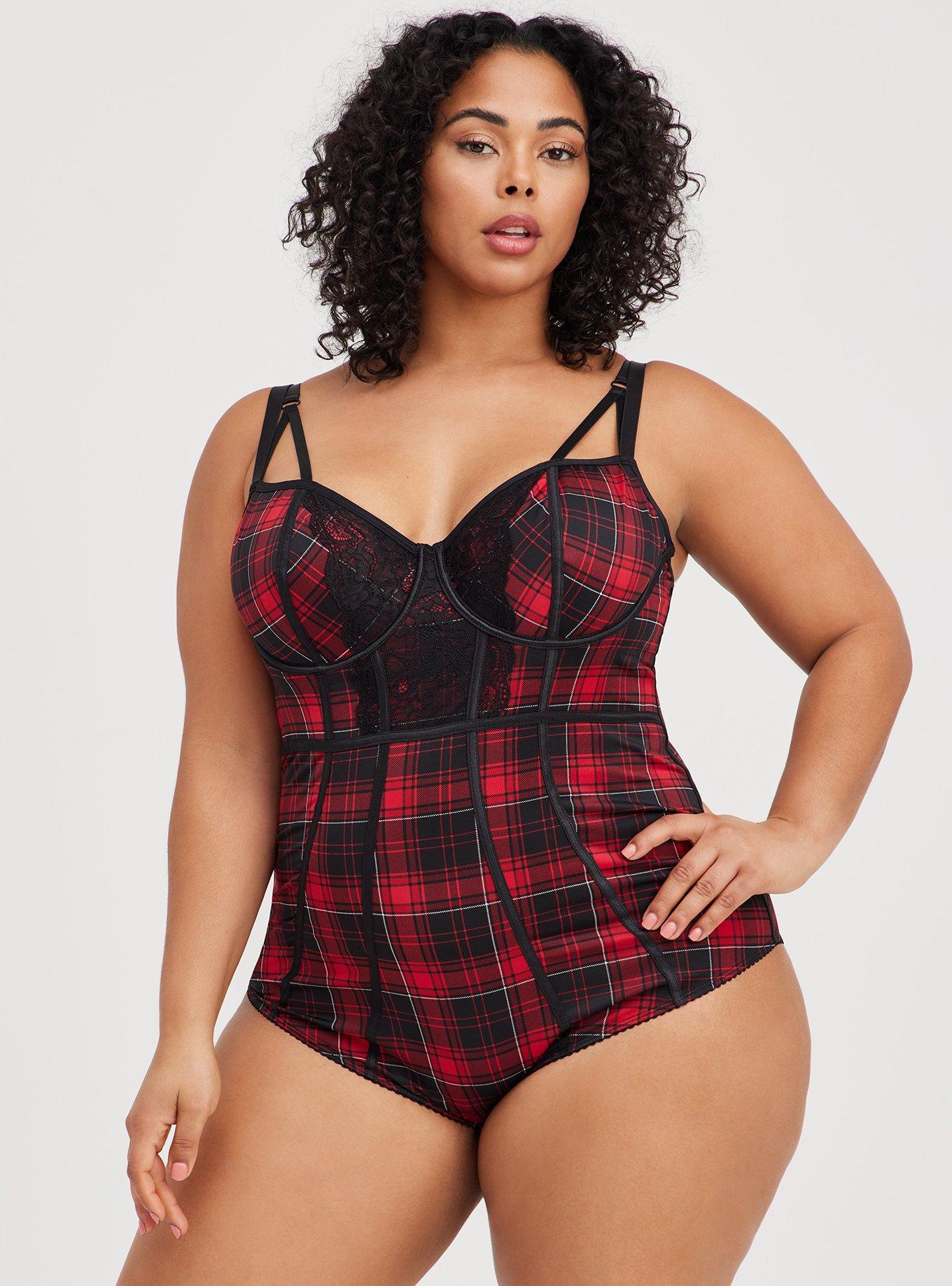 Torrid Plus Size Black & Red Rose Print Underwire Adjustable