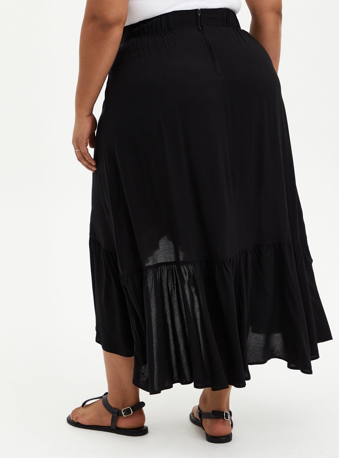 Plus size black hotsell high low maxi skirt