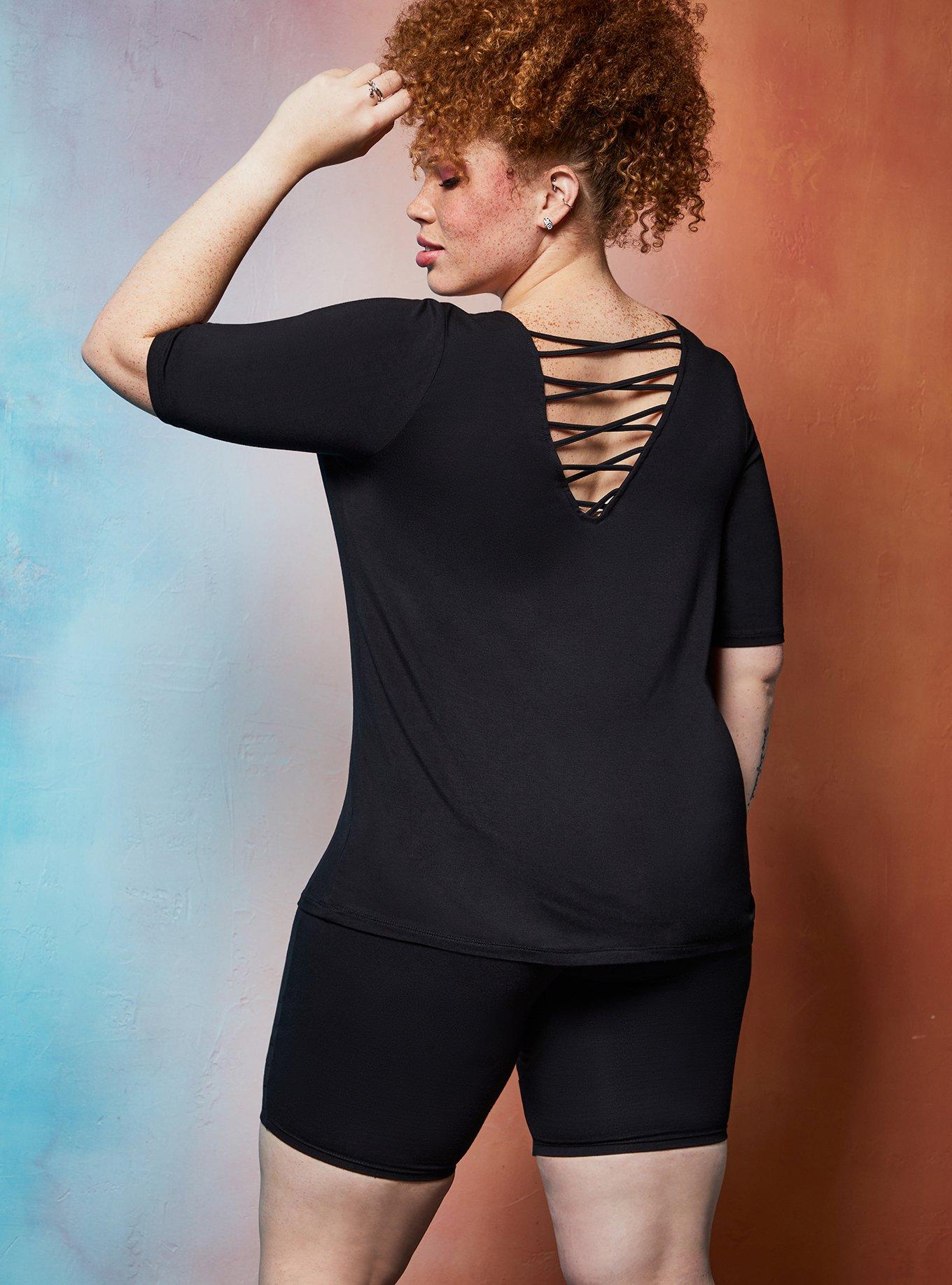 Lovesick Skull - Black Super Soft Strappy Back Tee, DEEP BLACK, alternate