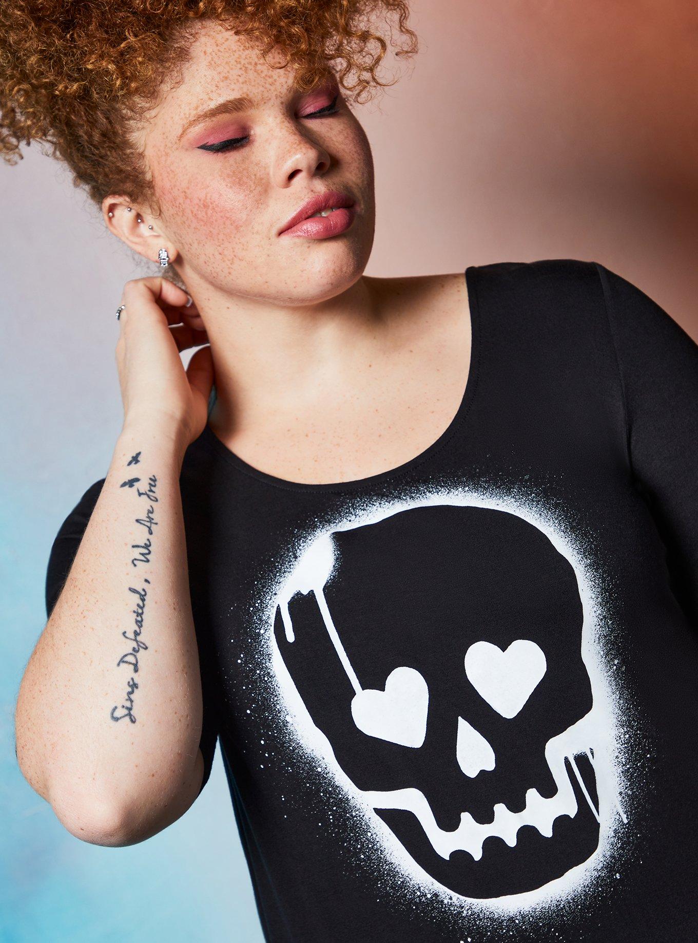 Lovesick Skull - Black Super Soft Strappy Back Tee, DEEP BLACK, hi-res