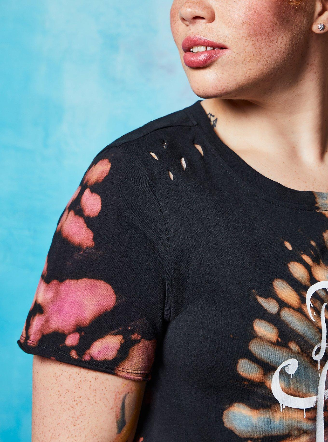 Plus Size Lovesick Don't Trip -  Multi Tie Dye Destructed Tee, BLACK TIE DYE, alternate
