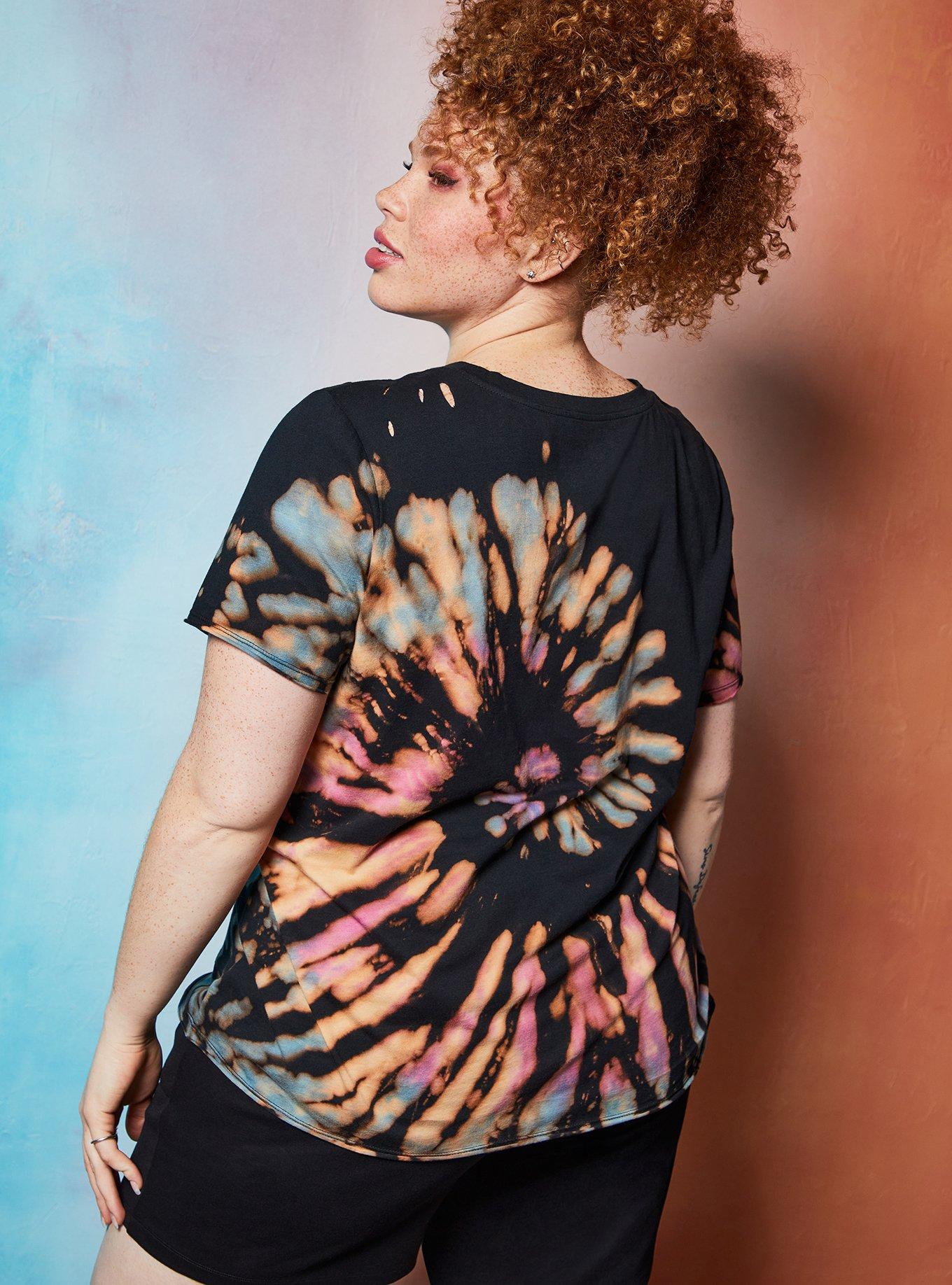 Plus Size Lovesick Don't Trip -  Multi Tie Dye Destructed Tee, BLACK TIE DYE, alternate