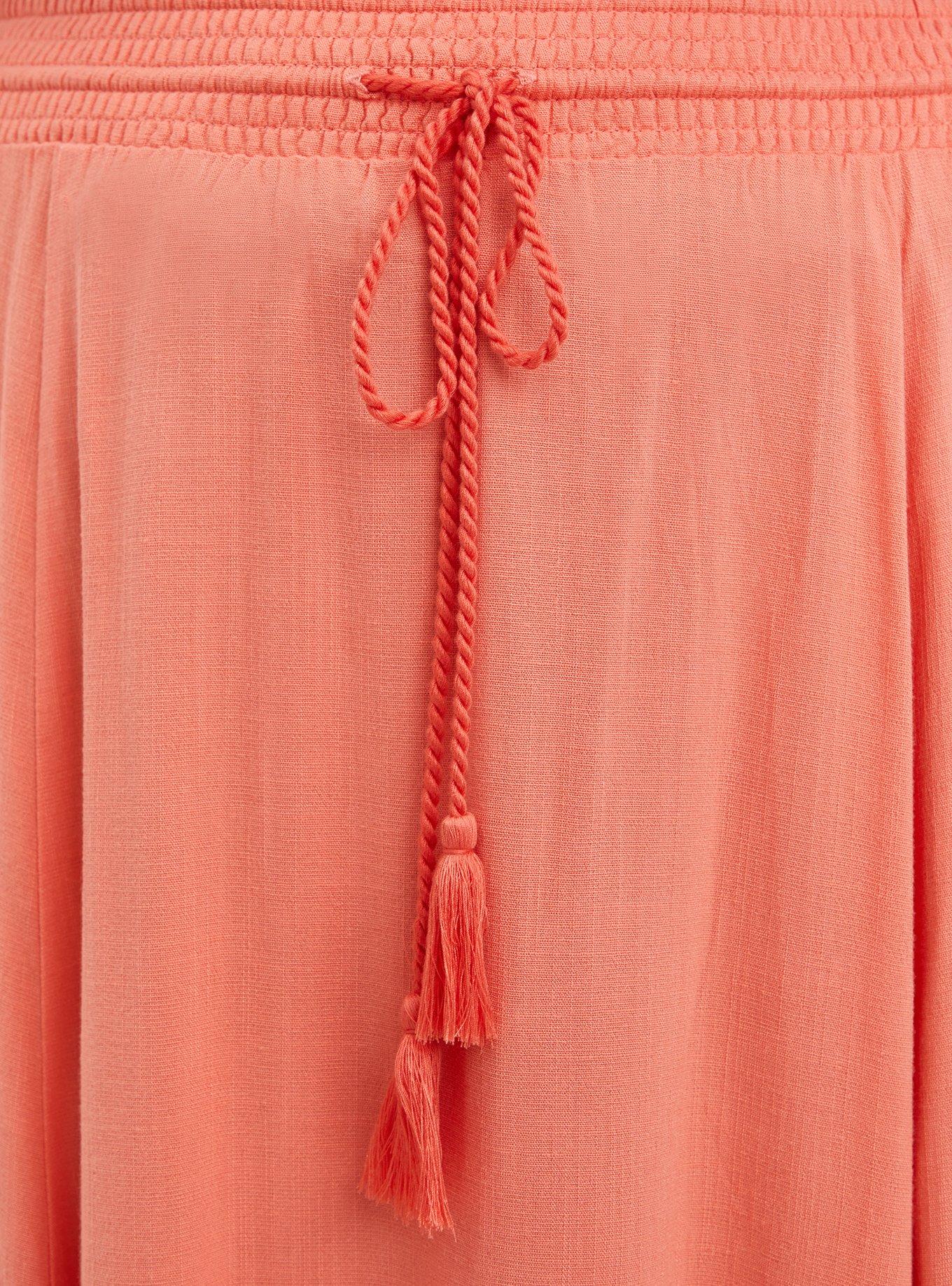 Slit Front Maxi Skirt -  Woven Rayon Coral, CORAL, alternate