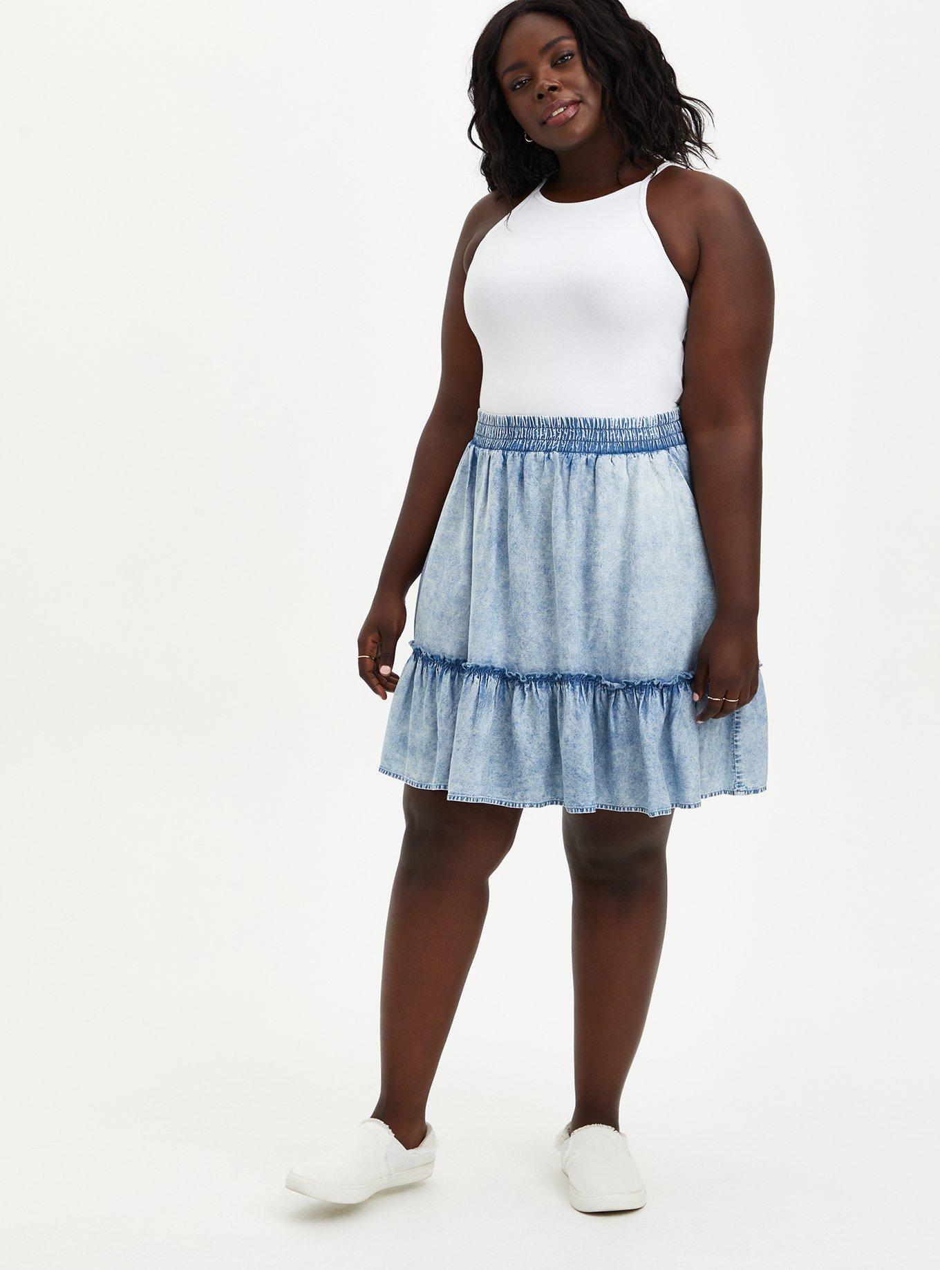 Mini Chambray Ruffle Edge Skirt, CHAMBRAY, alternate