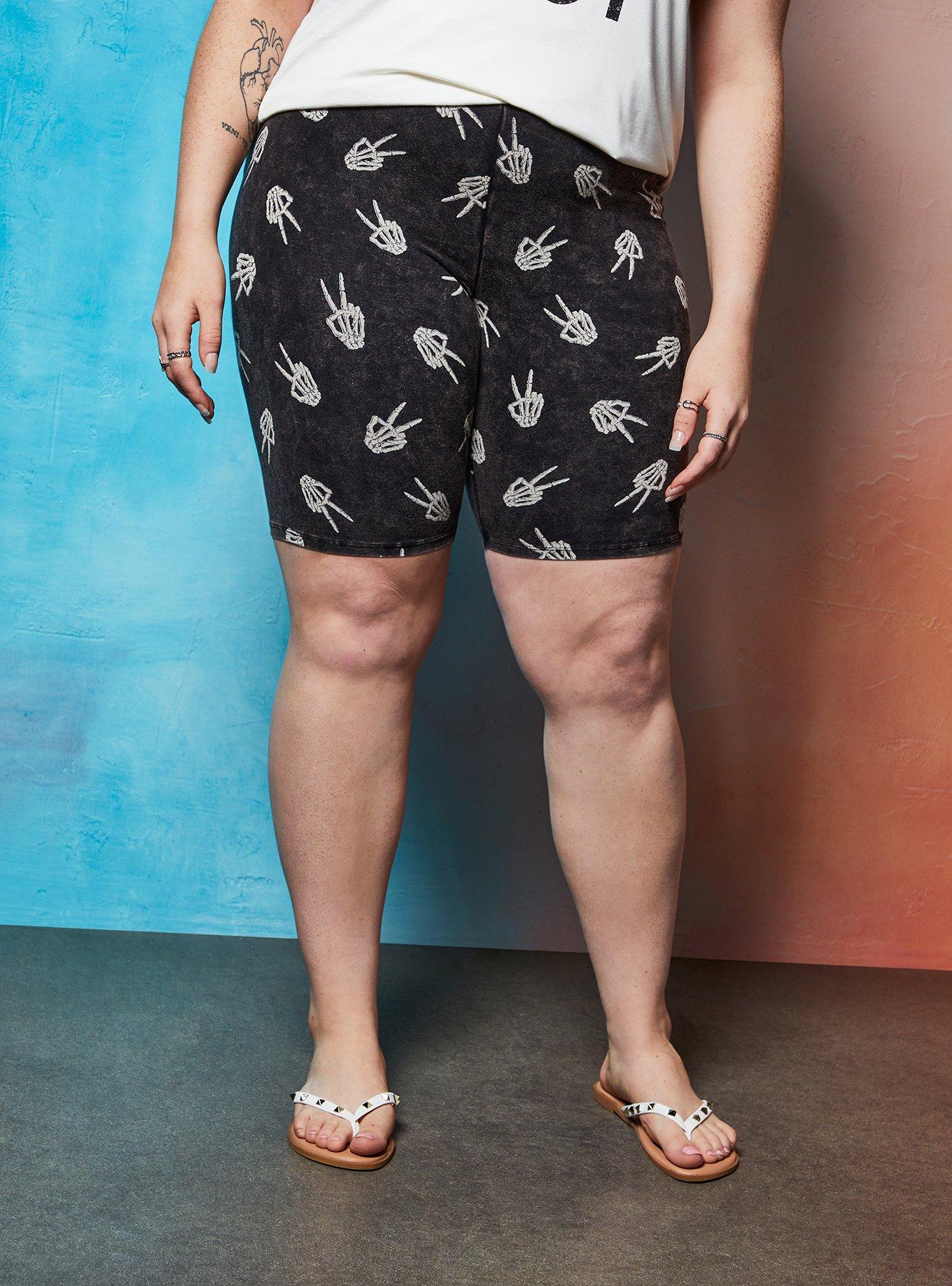 Plus Size LoveSick Peace Skeleton Black Wash Bike Short Torrid