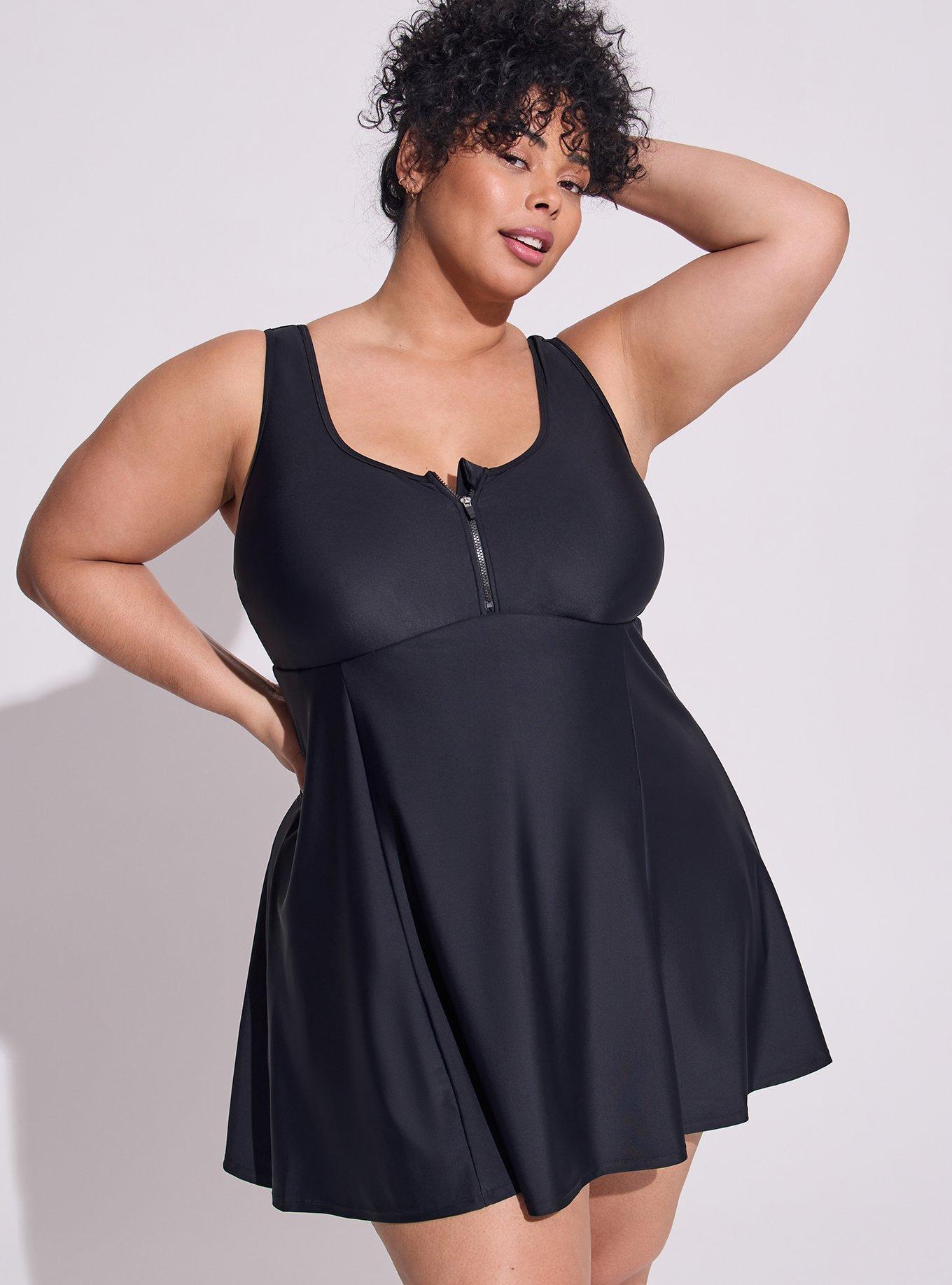 SWIM-F {Island Hopping} Black Belted One Piece Swimsuit EXTENDED PLUS –  Curvy Boutique Plus Size Clothing