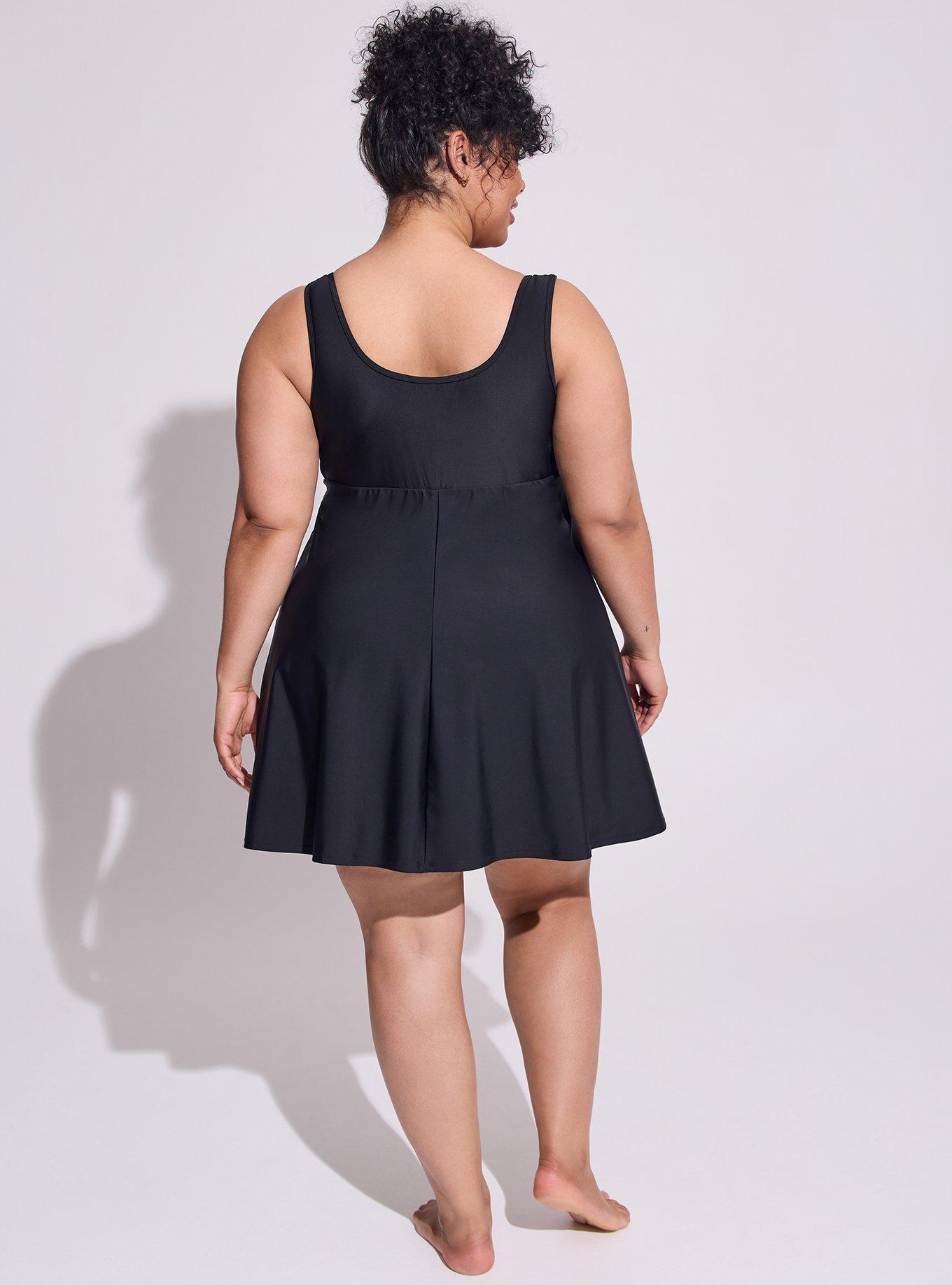 New * TORRID * Crisscross Peplum Long Swim Dress * Black * Size 4 