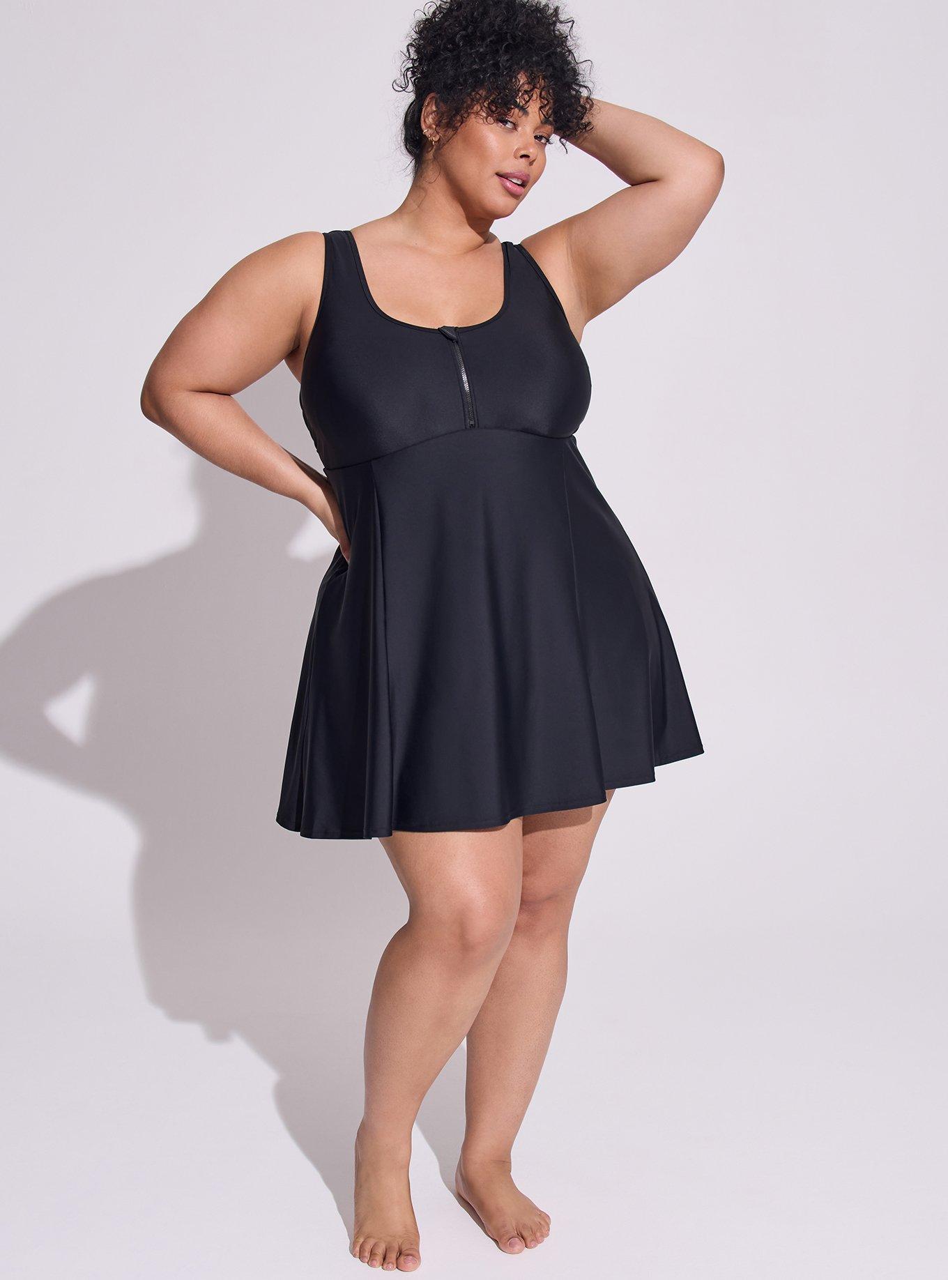 NWT Torrid Plus Size 2 2X 18/20 SCUBA FIT & FLARE MINI DRESS - BLACK