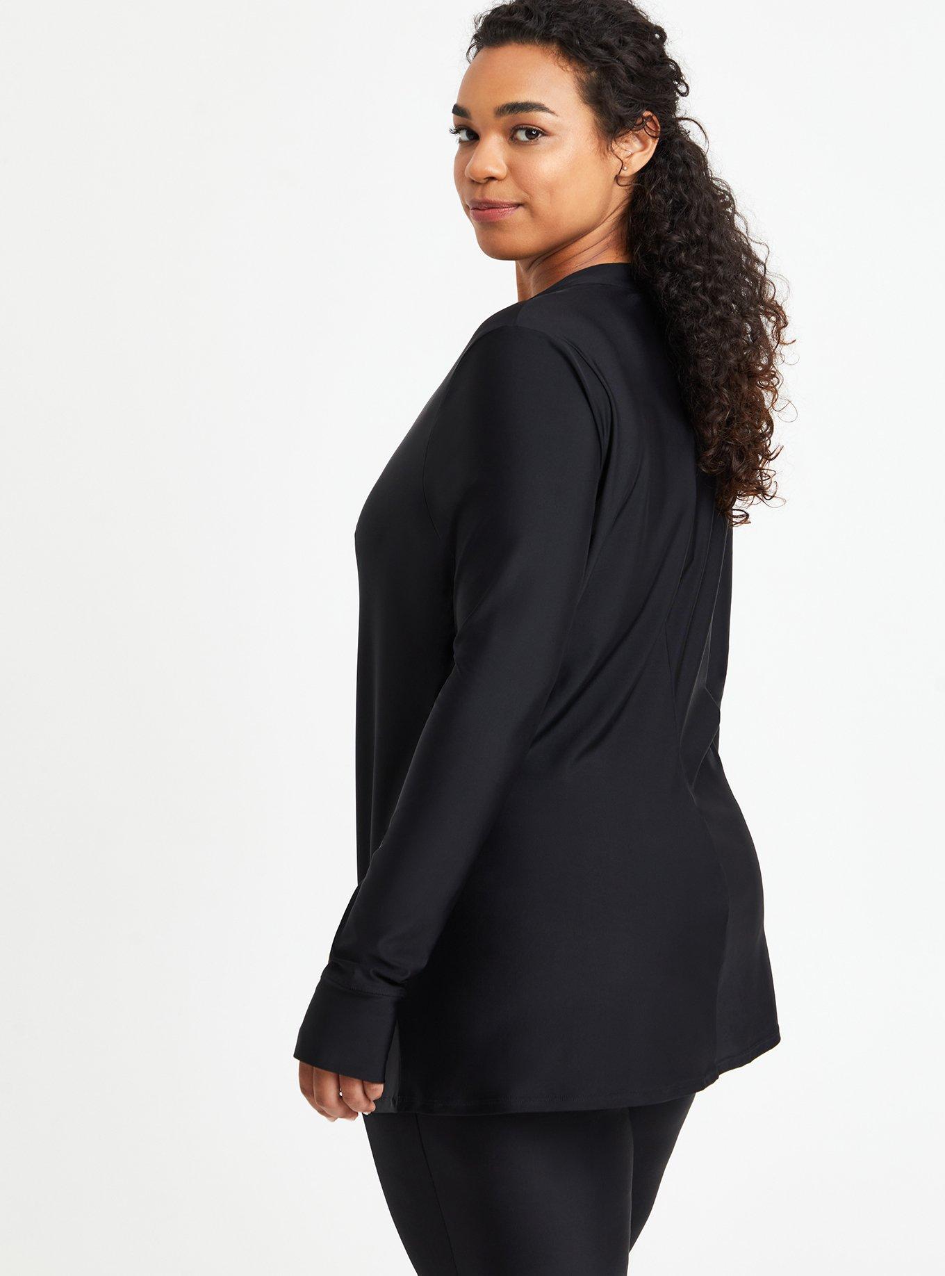 Plus Size - Swim Tunic - Black with Thumbhole - Torrid