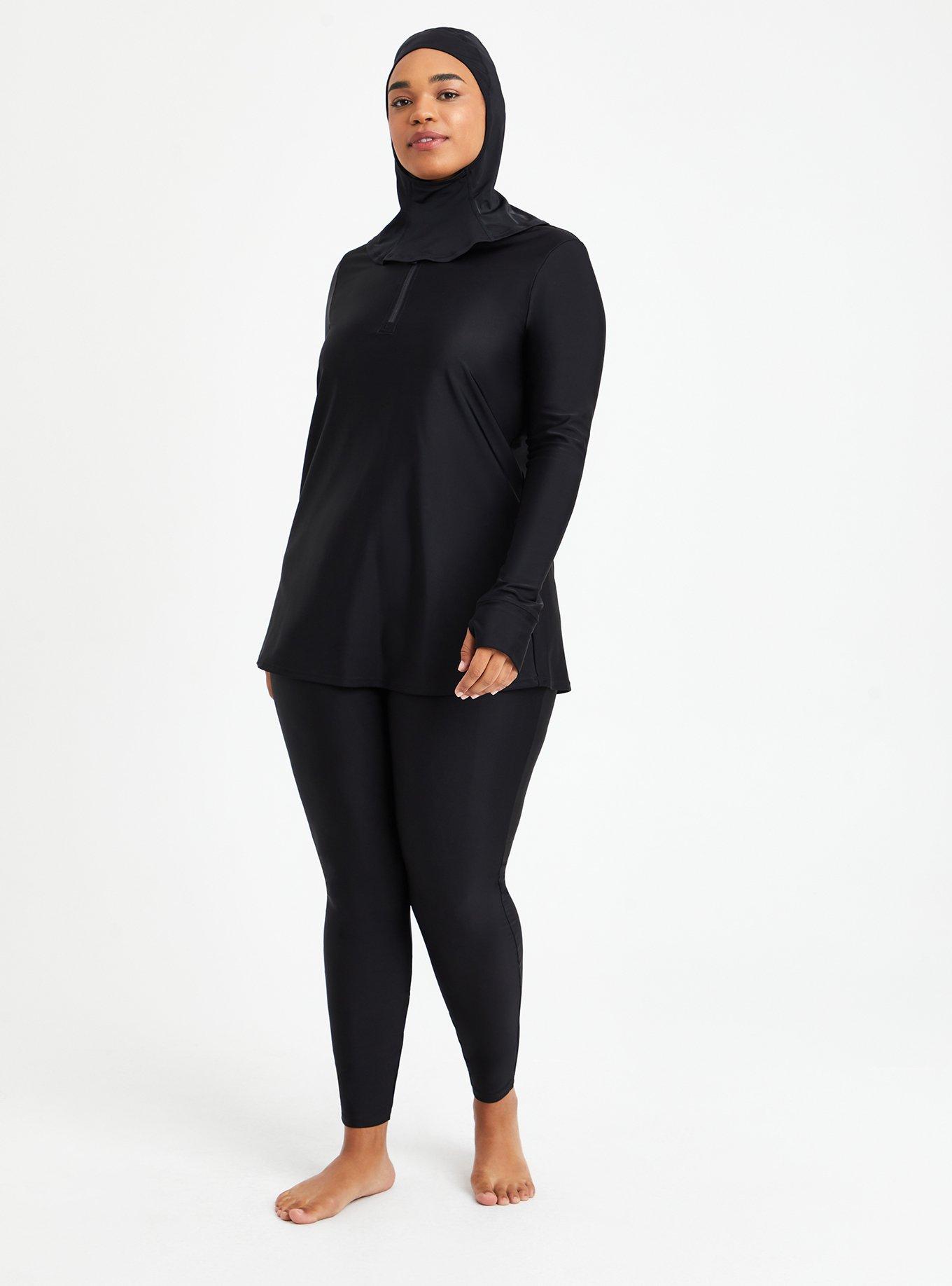 Plus Size Active High-Rise Swim Legging, DEEP BLACK, alternate