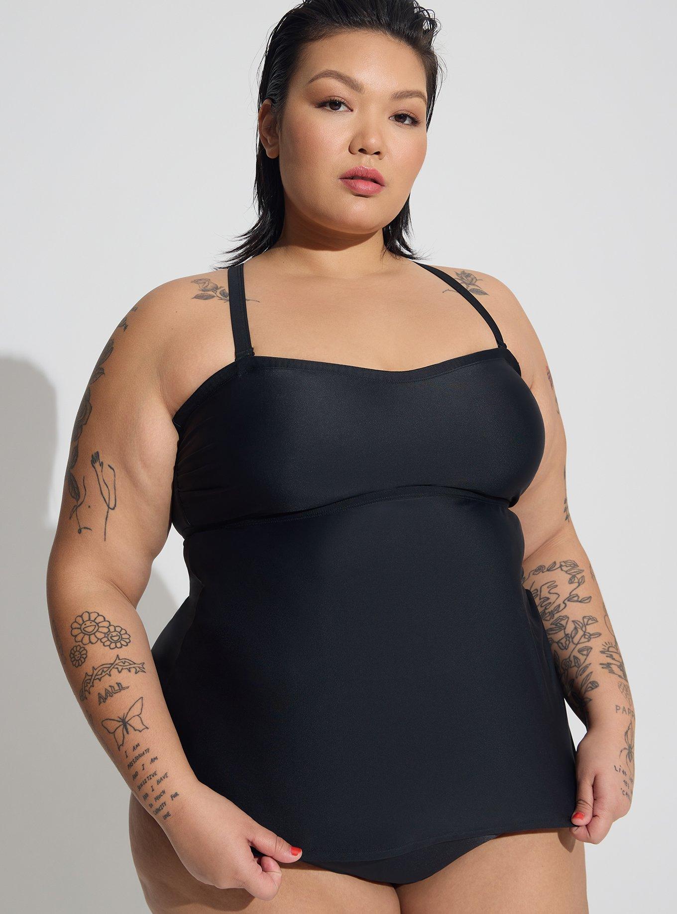 Plus Size Twist-Front Strapless Tankini