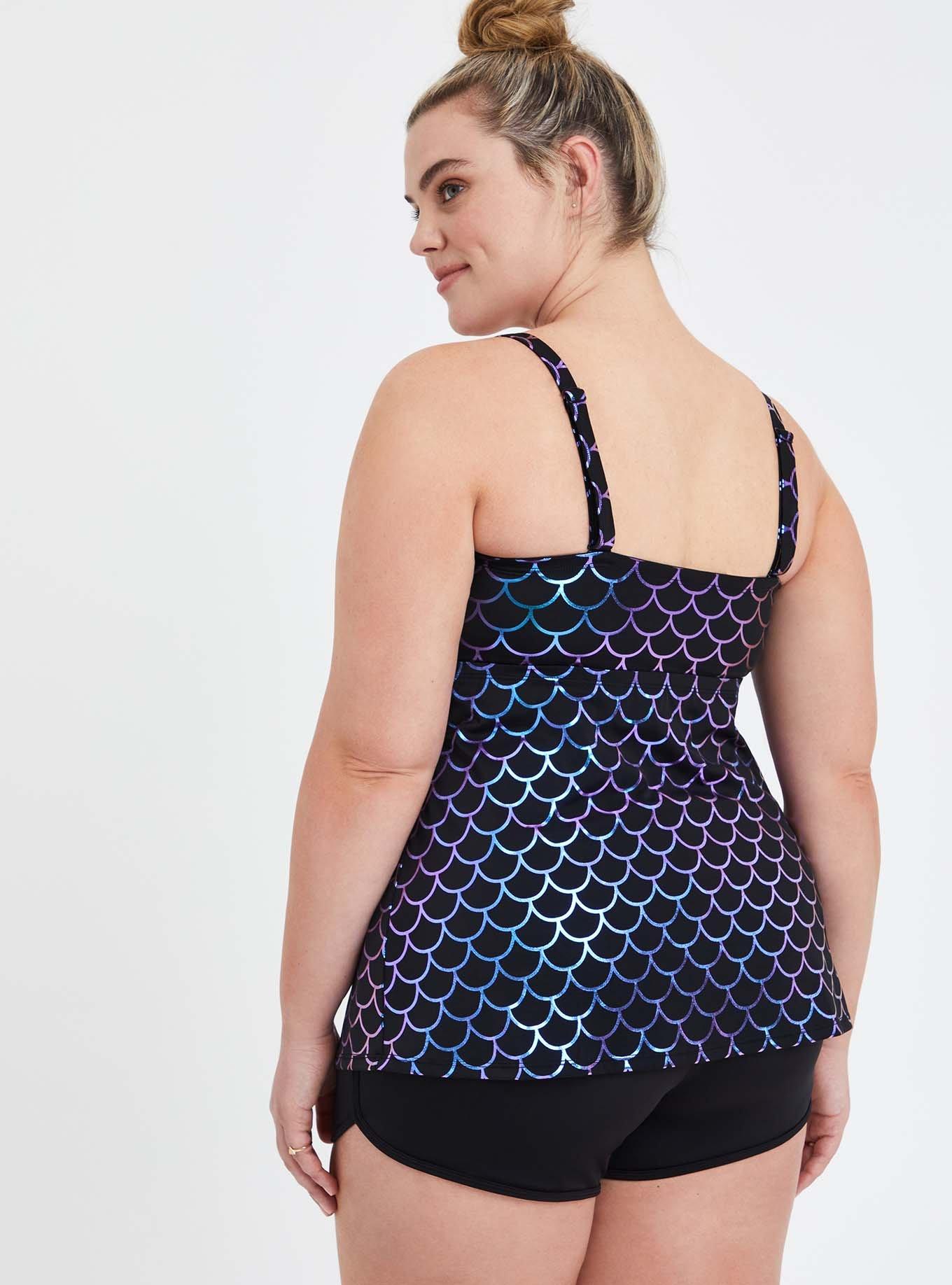 Plus Size Wireless Fitted Strapless Tankini, MERMAID, alternate