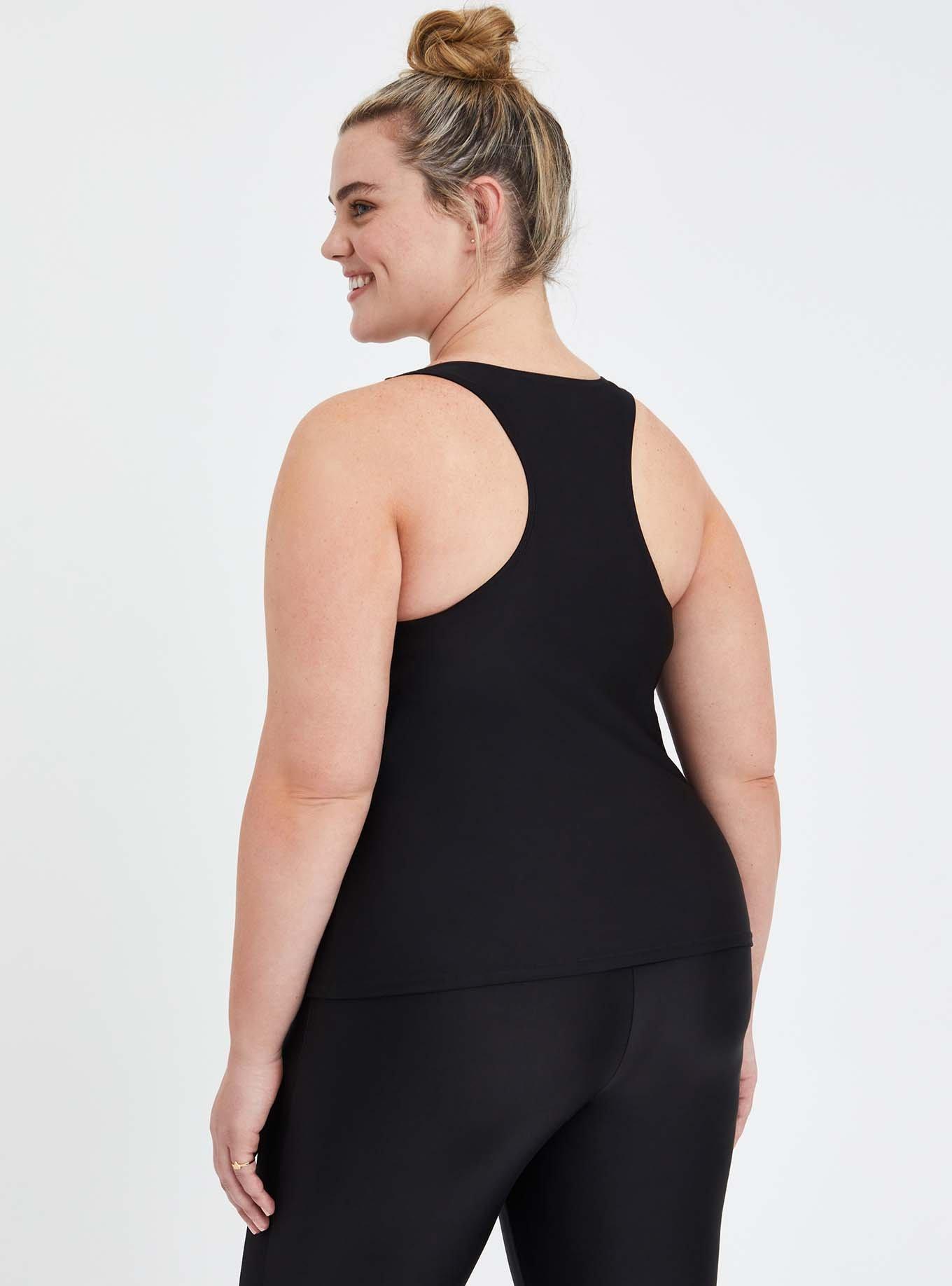 Plus Size Active Wireless High Neck Tankini, DEEP BLACK, alternate