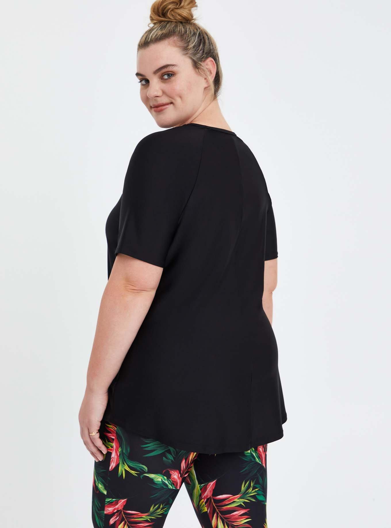 Lace-Up Front Swim Shirt - Black, DEEP BLACK, alternate