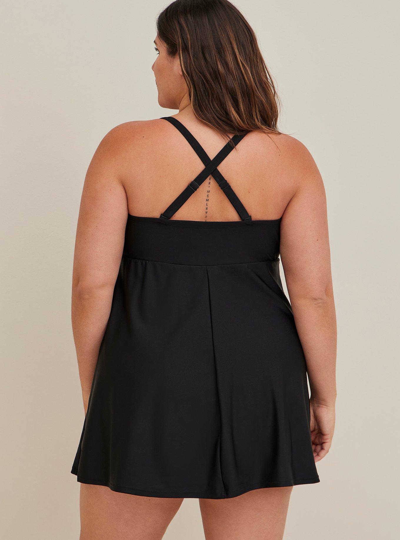 Plus Size - Wireless Mid Strapless Swim Dress With Brief - Torrid