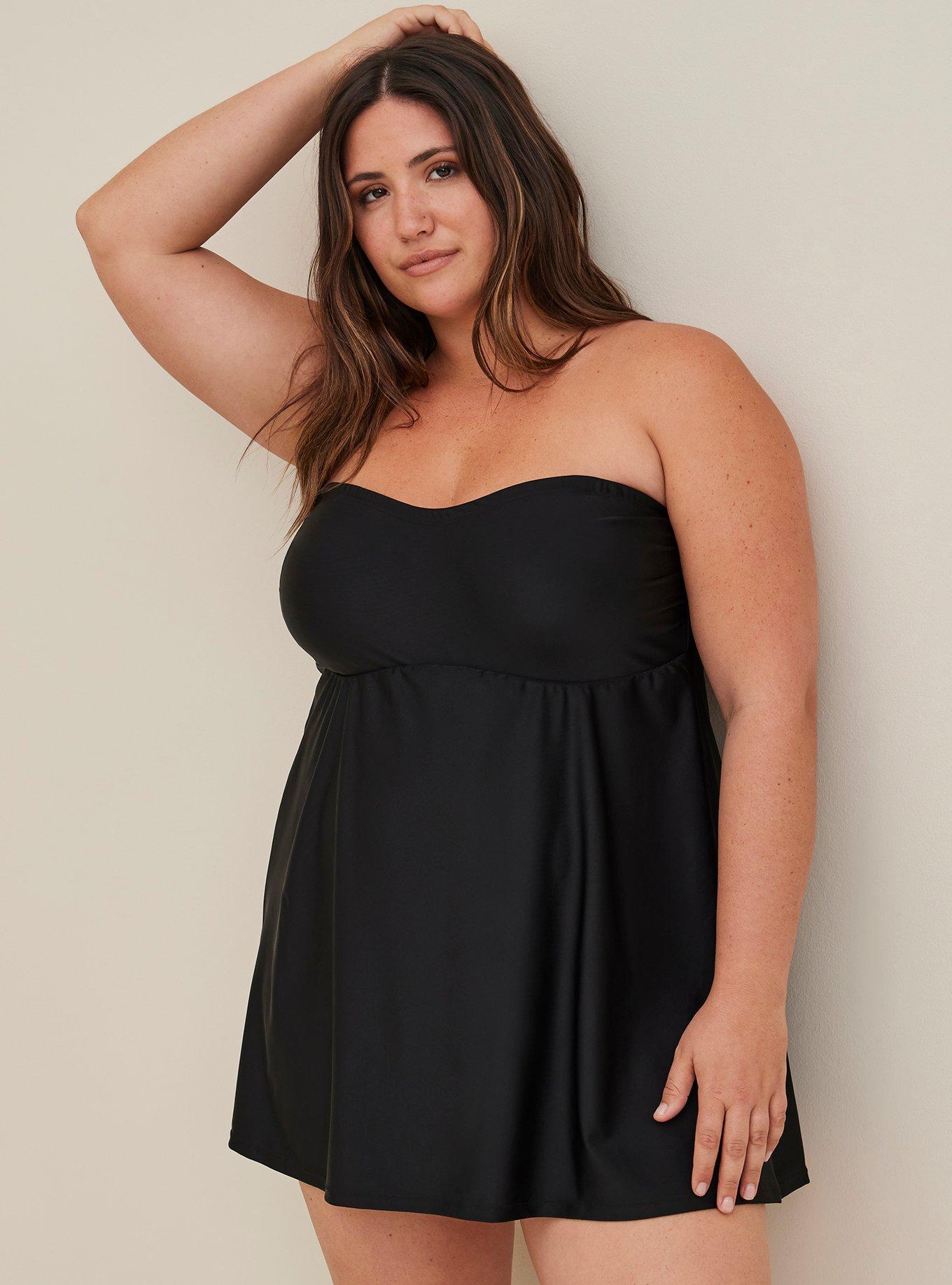 Plus Size Wireless Mid Strapless Swim Dress With Brief Torrid