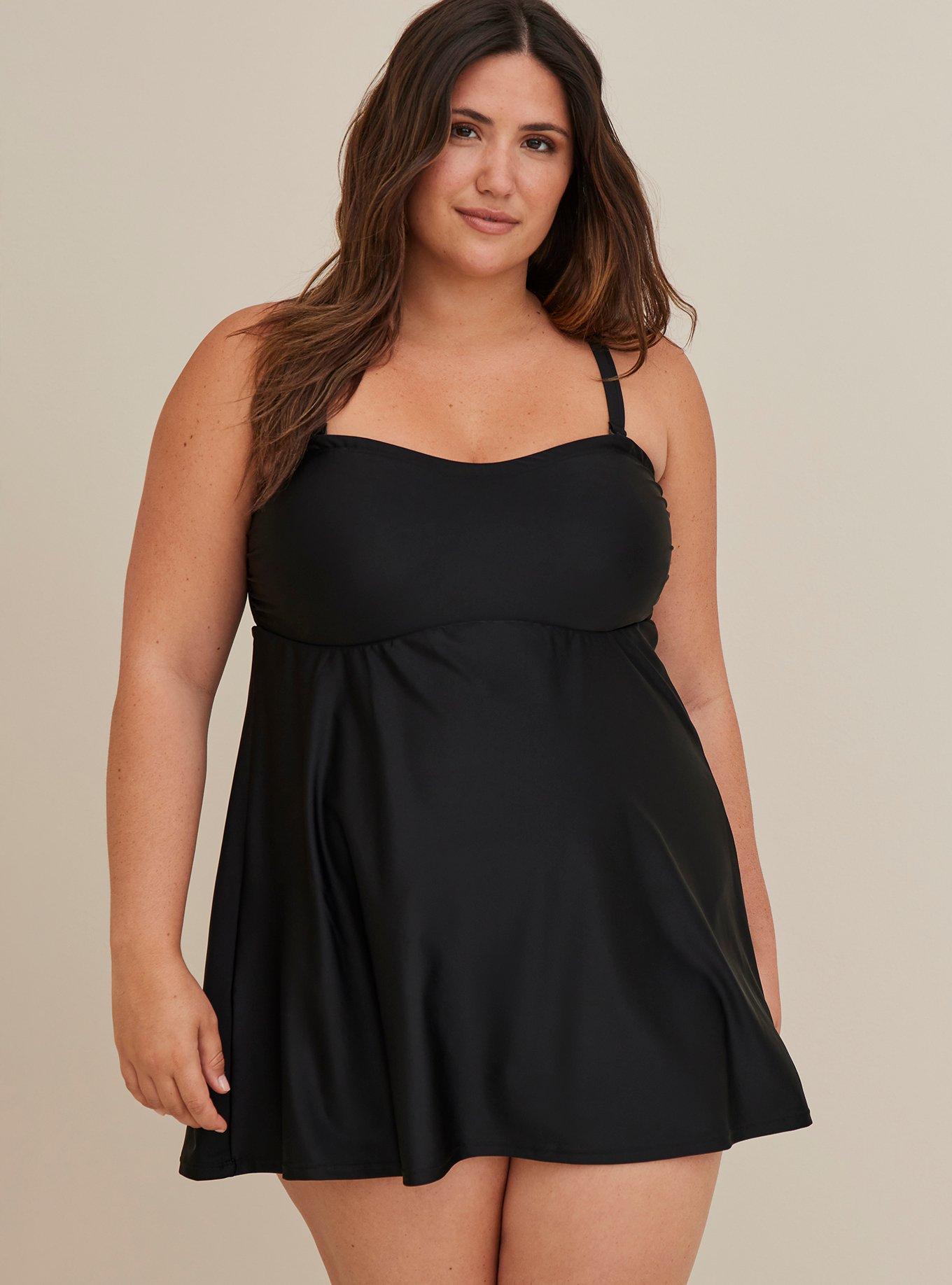 Plus Size Wireless Mid Strapless Swim Dress With Brief Torrid