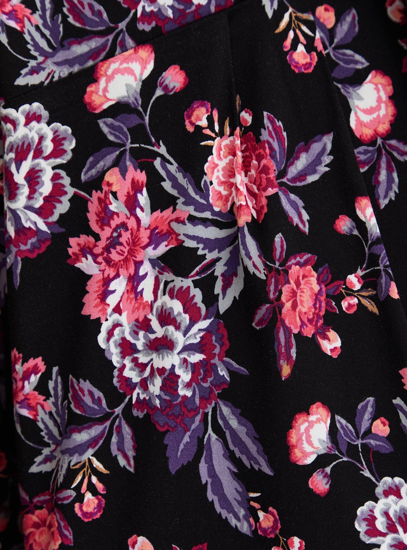 Plus Size Smocked Short - Stretch Challis Floral Black, MULTI FLORAL, alternate