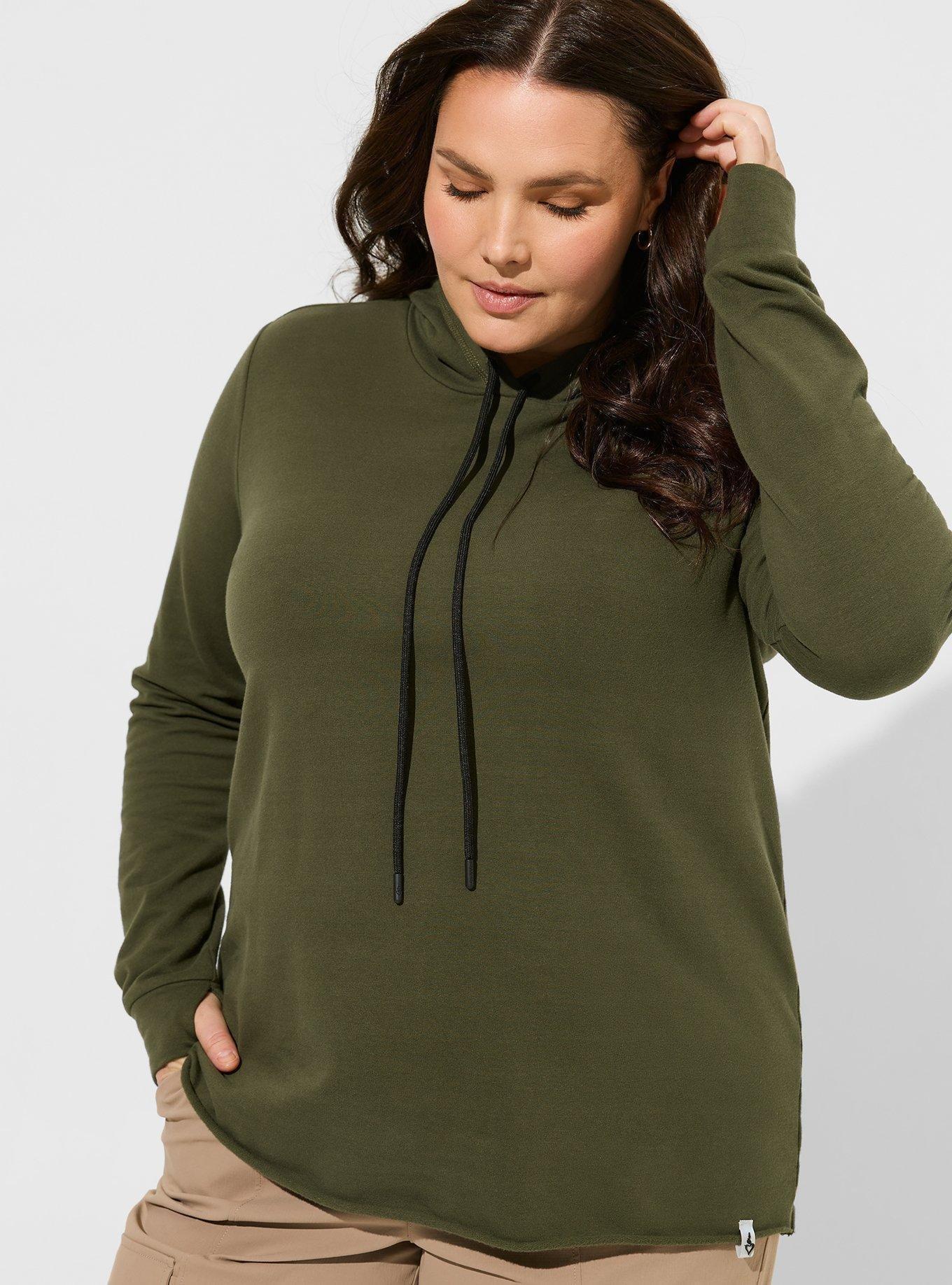Plus Size - Everyday Fleece Raw Hem Long Sleeve Hooded Active Sweatshirt -  Torrid