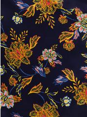 Blue Floral Satin & Lace Trim Self Tie Long Robe, MELINDA FLORAL, alternate