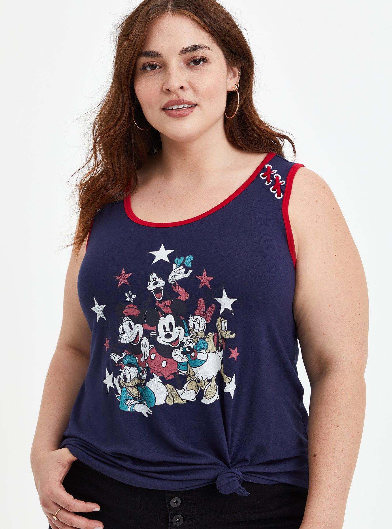 Torrid Disney Plus 4 Navy Mickey Mouse fashion & Friends Lace-Up Detail Tank Top