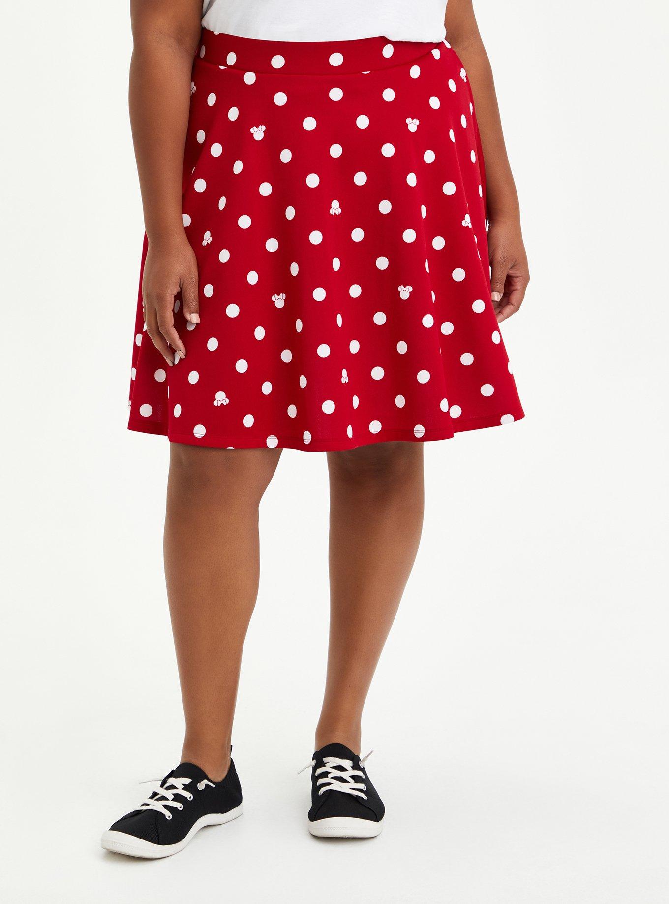 Plus Size - Disney Minnie Mouse Red & White Dot Scuba Skirt - Torrid