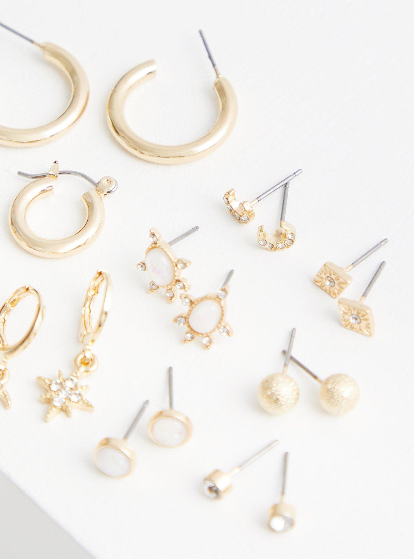 Plus Size - Gold-Tone Celestial Opal Earring Set - Set of 9 - Torrid