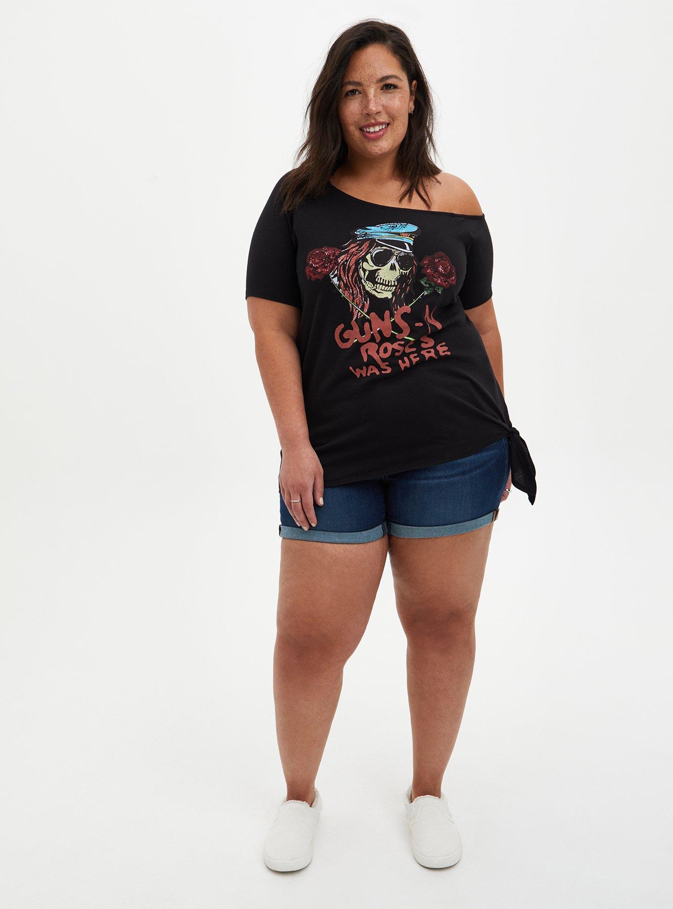 Off The Shoulder Tee &ndash; Guns & Roses Black, DEEP BLACK, alternate