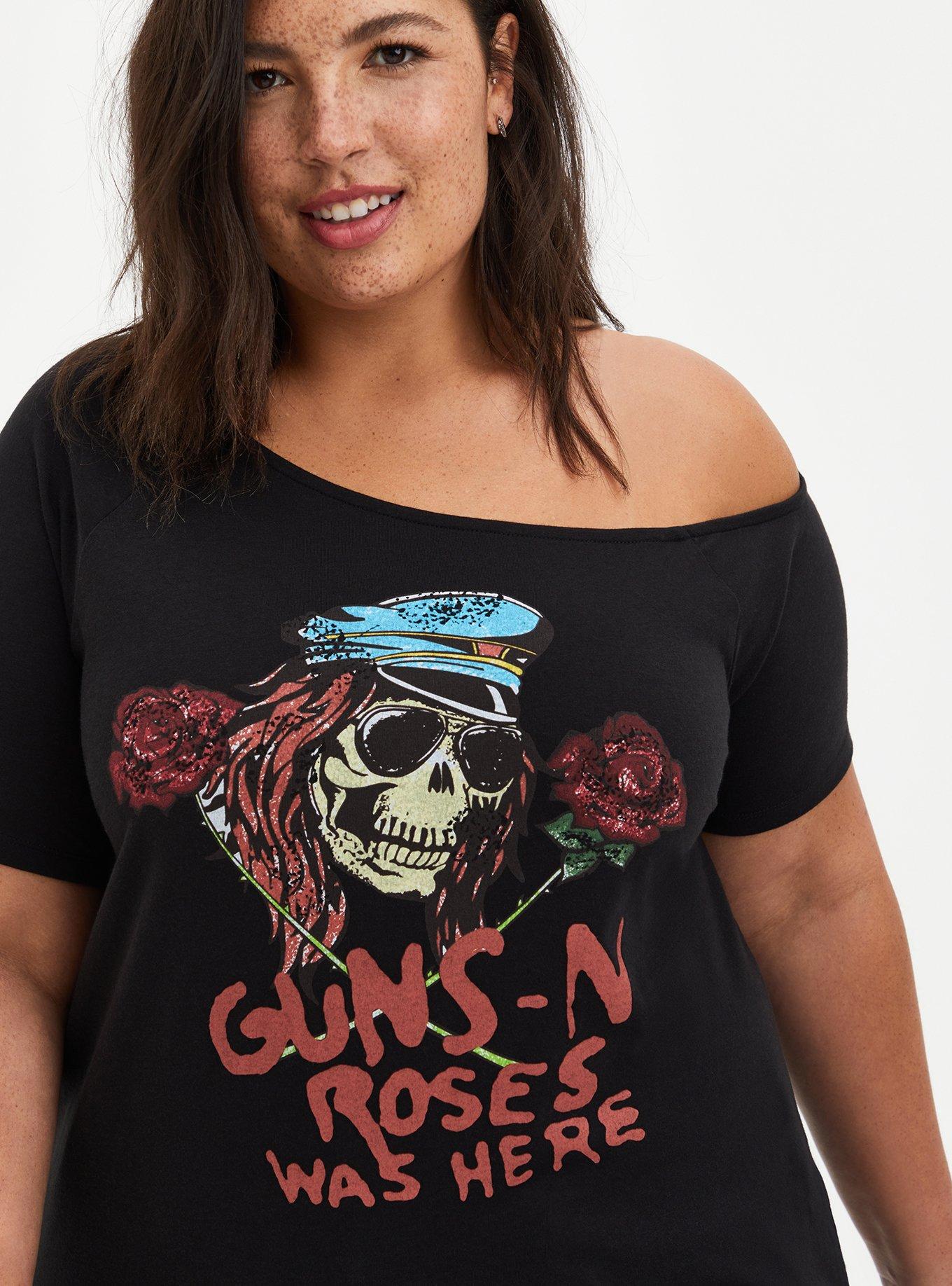 Off The Shoulder Tee &ndash; Guns & Roses Black, DEEP BLACK, alternate
