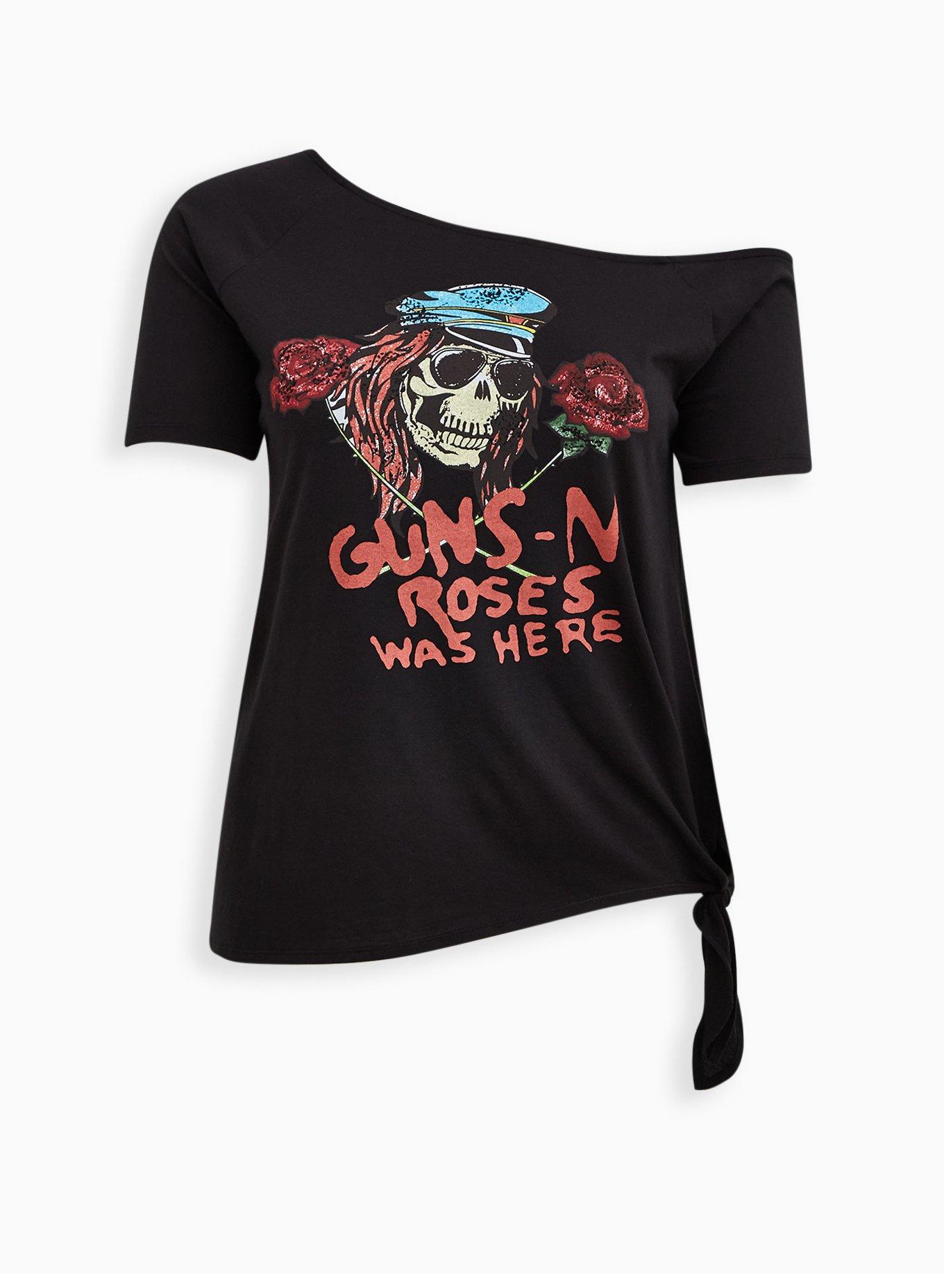 Plus Size - Off The Shoulder Tee – Guns & Roses Black - Torrid