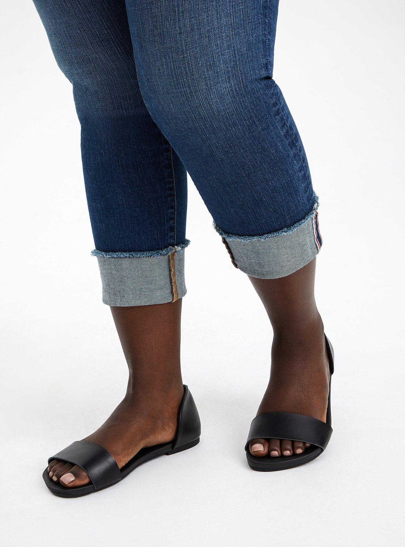 Plus Size Black Faux Leather Dorsay Flat (WW), , alternate