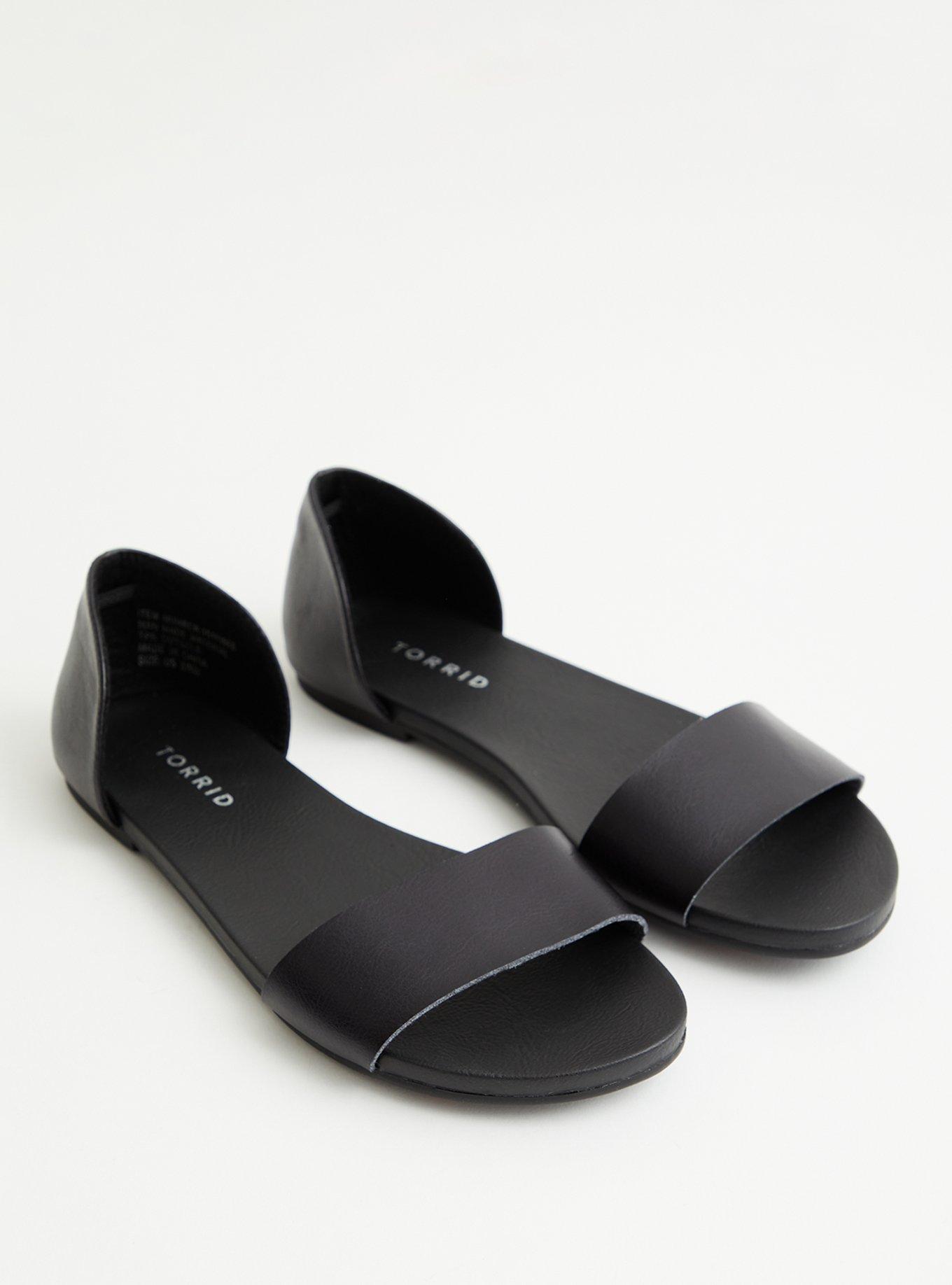 Plus Size Black Faux Leather Dorsay Flat (WW), , alternate