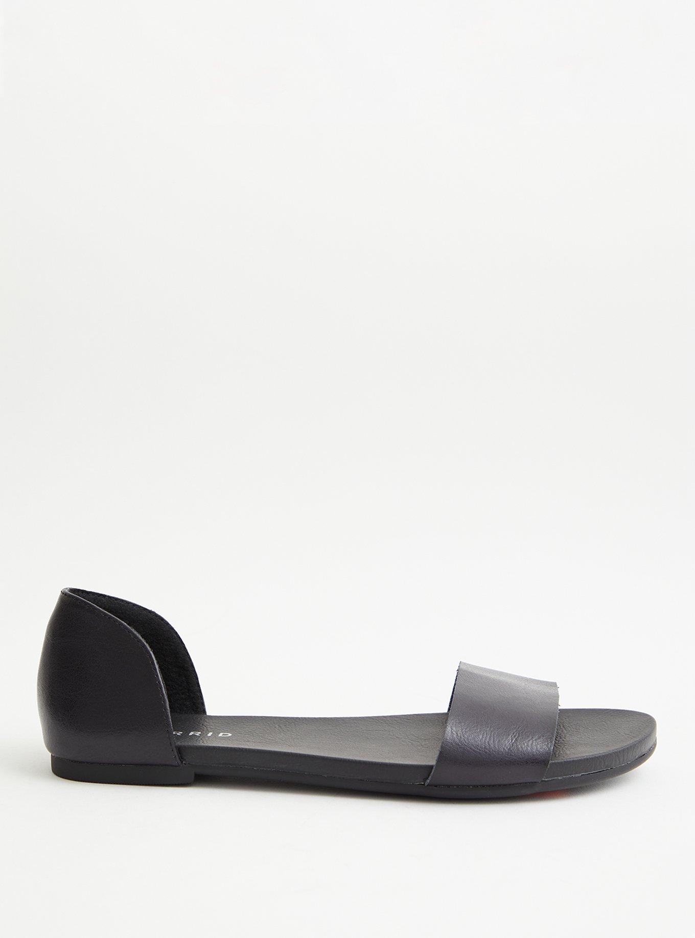 Plus Size Black Faux Leather Dorsay Flat (WW), , alternate