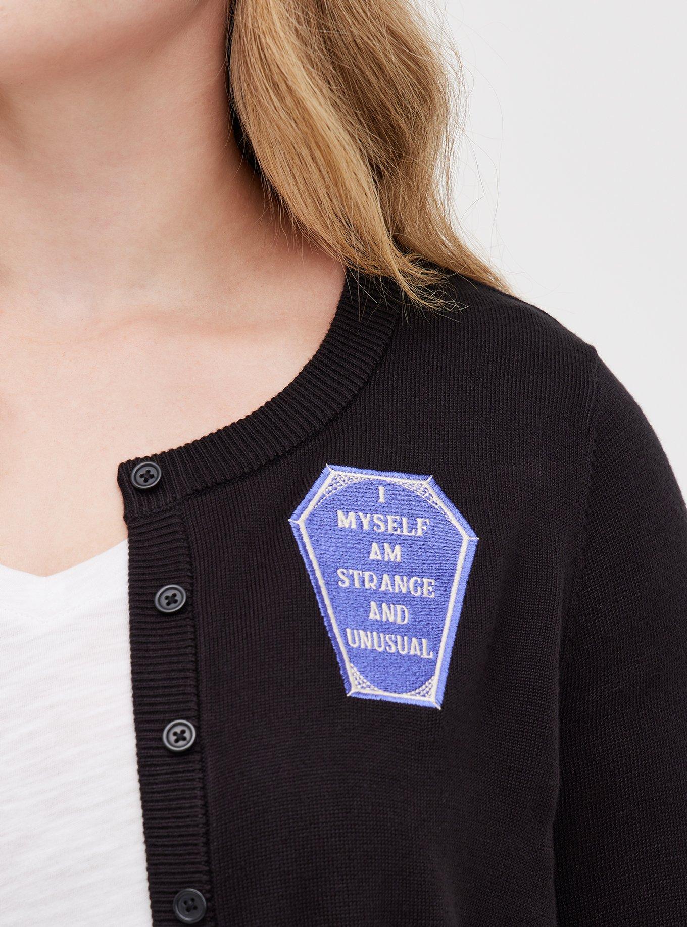 Plus Size Beetlejuice Black Polaroid Cardigan, DEEP BLACK, alternate