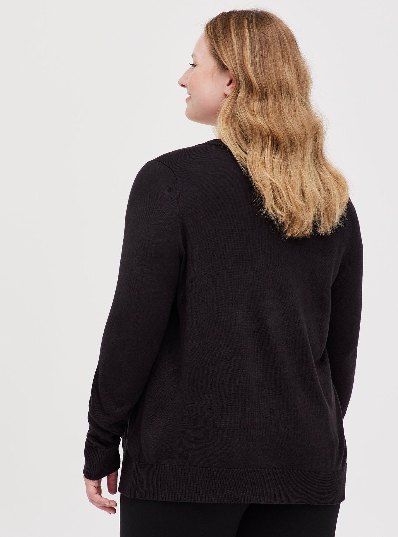 Plus Size Beetlejuice Black Polaroid Cardigan, DEEP BLACK, alternate