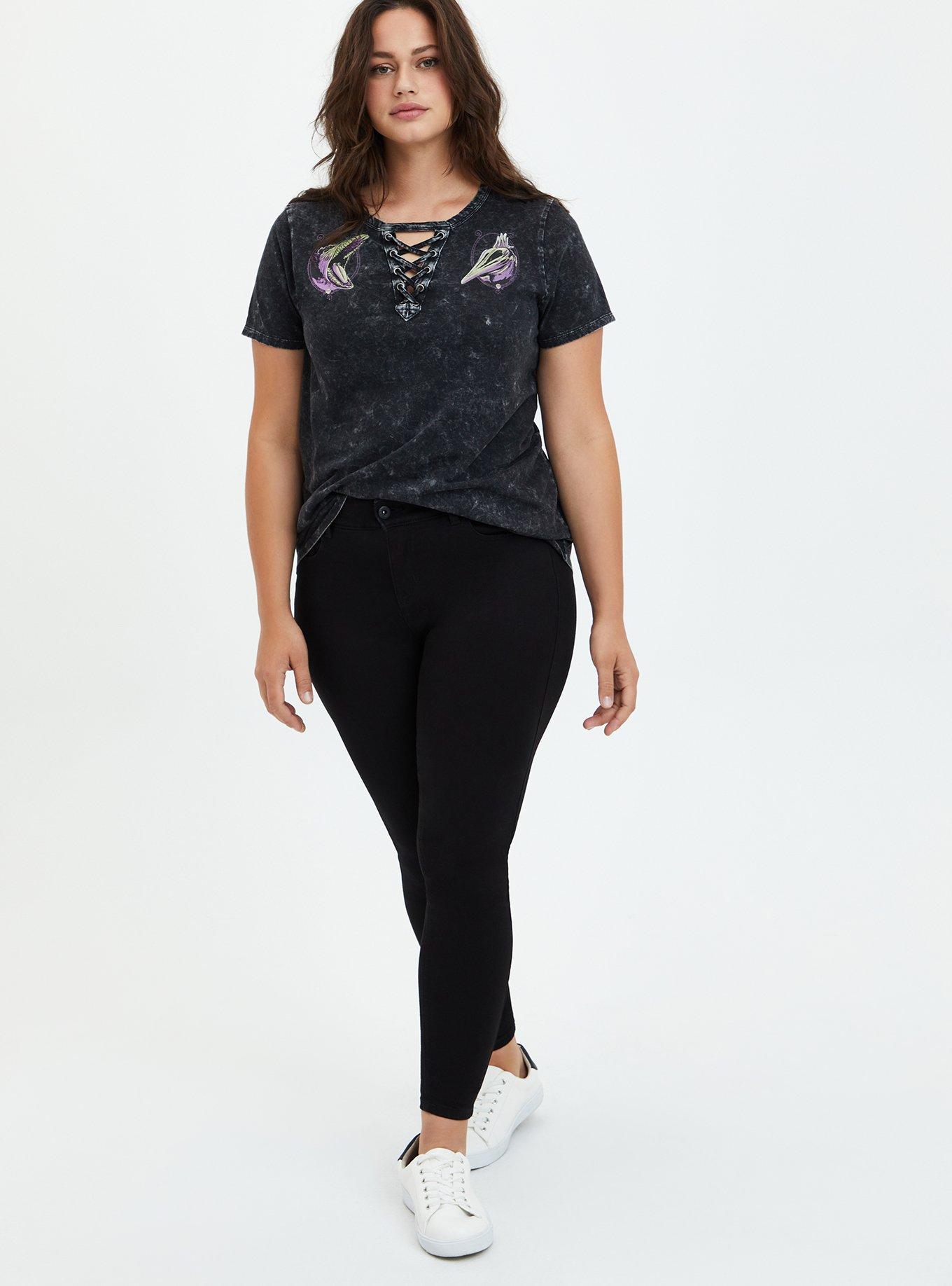 Beetlejuice Lace Up Top - Mineral Wash Black, DEEP BLACK, alternate