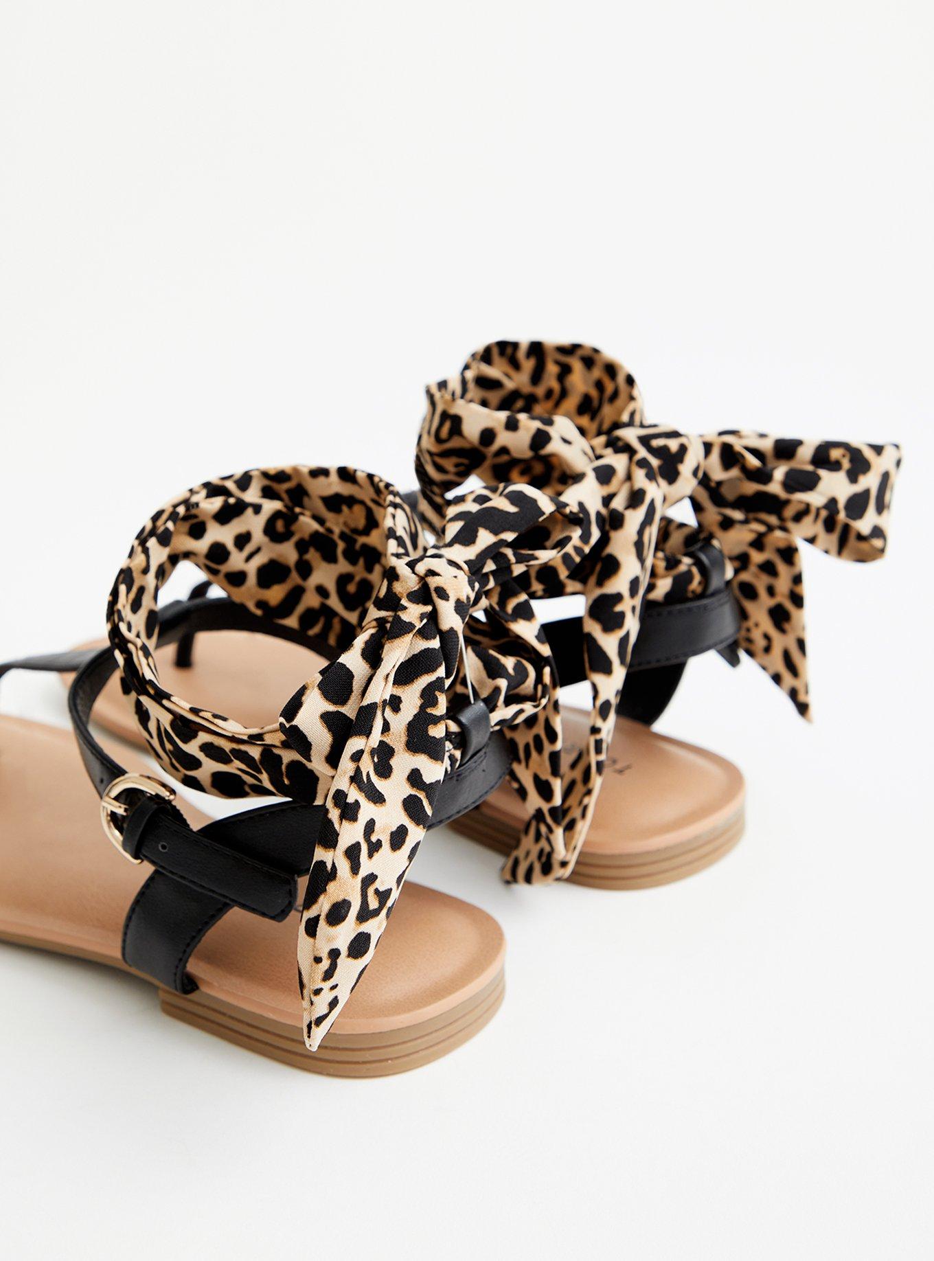 Plus Size Black Faux Leather Sandal With Ankle Wrap, BLACK, alternate