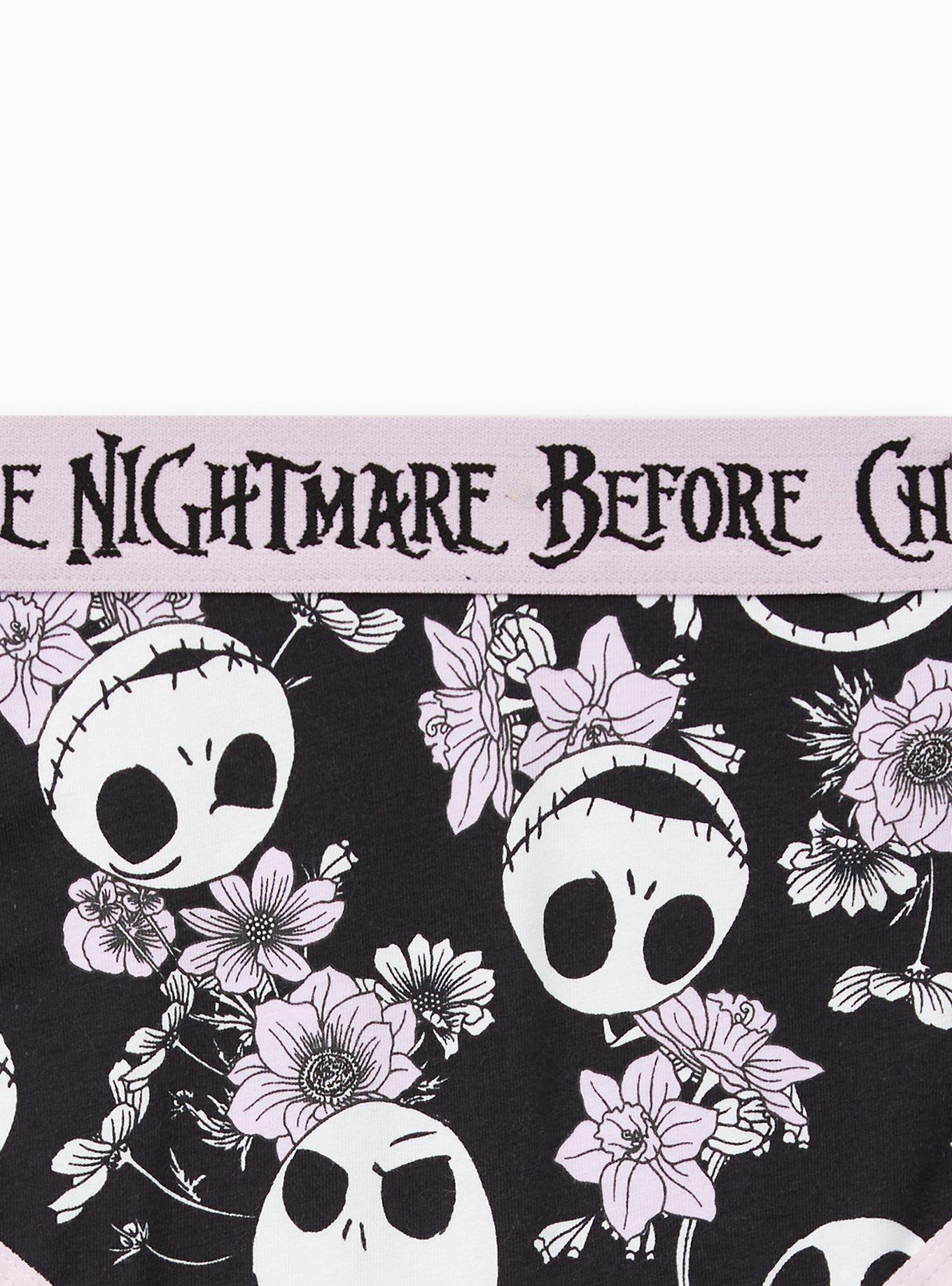 Plus Size Cheeky Panty - The Nightmare Before Christmas Purple Floral Cotton, MULTI, alternate