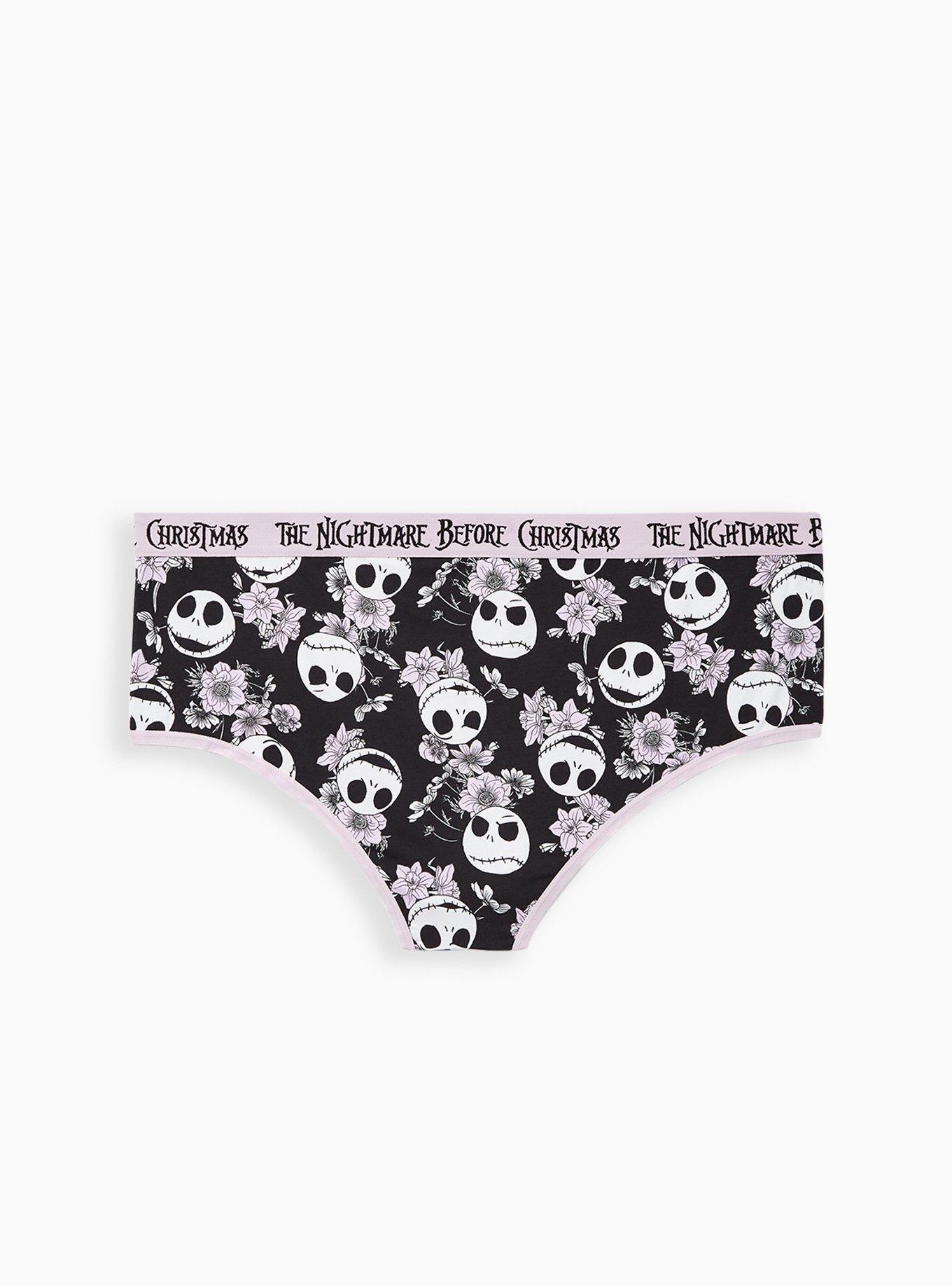 Plus Size Cheeky Panty - The Nightmare Before Christmas Purple Floral Cotton, MULTI, alternate