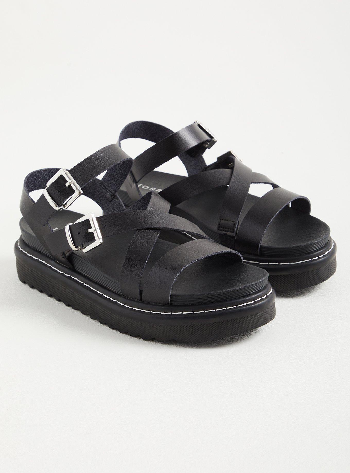 Plus Size - Gladiator Flatform Sandal - Faux Leather Black(WW) - Torrid