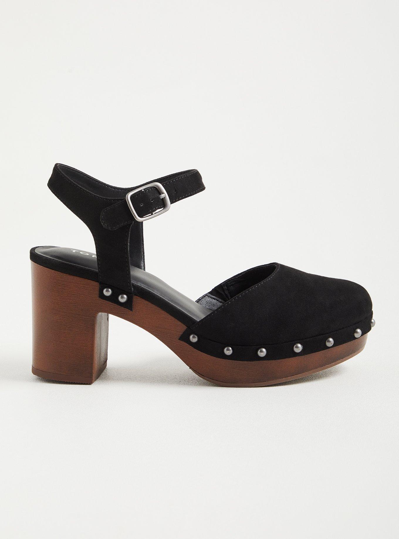 Plus Size Studded Clog Heel (WW), BLACK, alternate