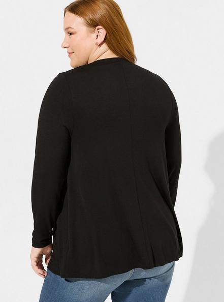 Plus Size Super Soft Cardigan Drape Front, BLACK, alternate