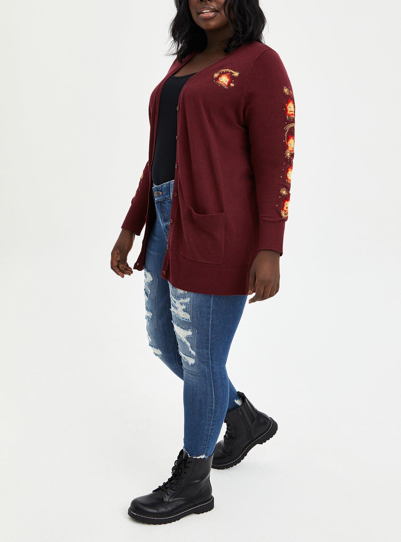 Her Universe Studio Ghibli Howl's Moving Castle Cardigan - Calcifer Red, BURGUNDY, alternate