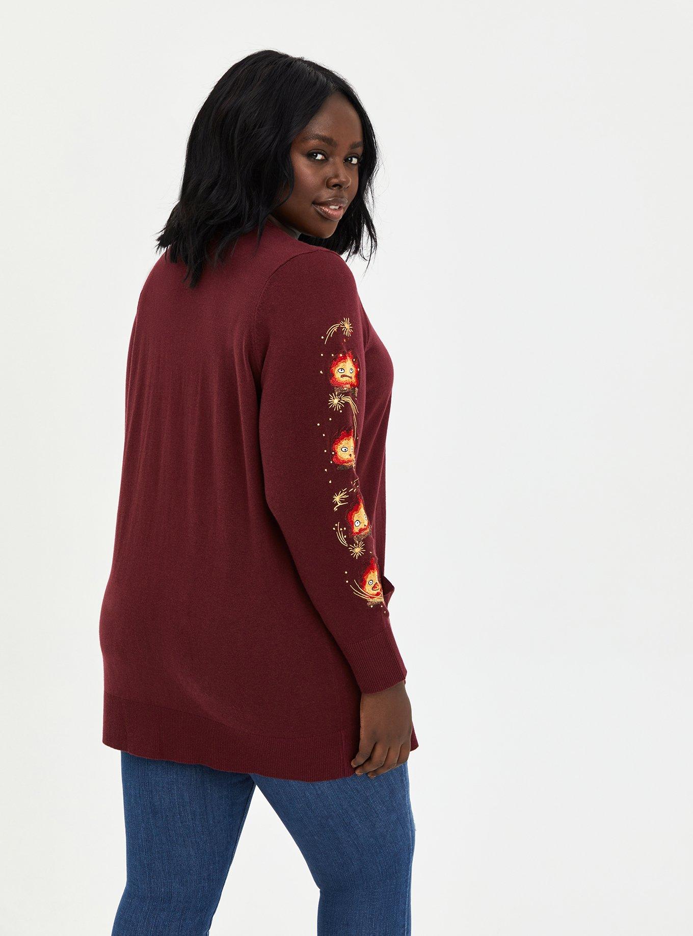 Her Universe Studio Ghibli Howl's Moving Castle Cardigan - Calcifer Red, BURGUNDY, alternate